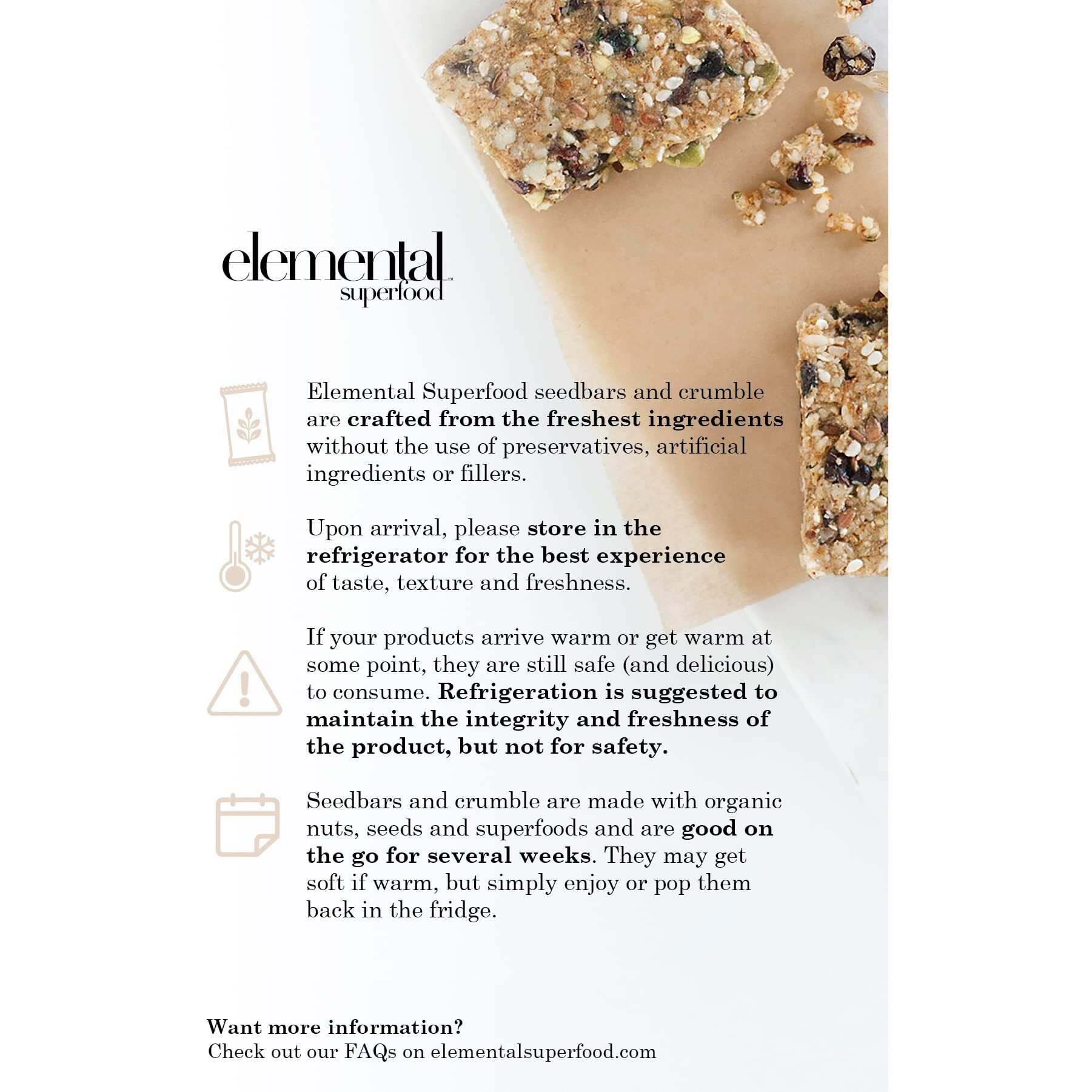 Elemental Superfood Seedbar, Dark Chocolate + Peanut Butter, 1.8 Ounce - 12 Pack, 100% Certified Organic, Non-Gmo Verified, Gluten Free, Dairy Free, Plant Based