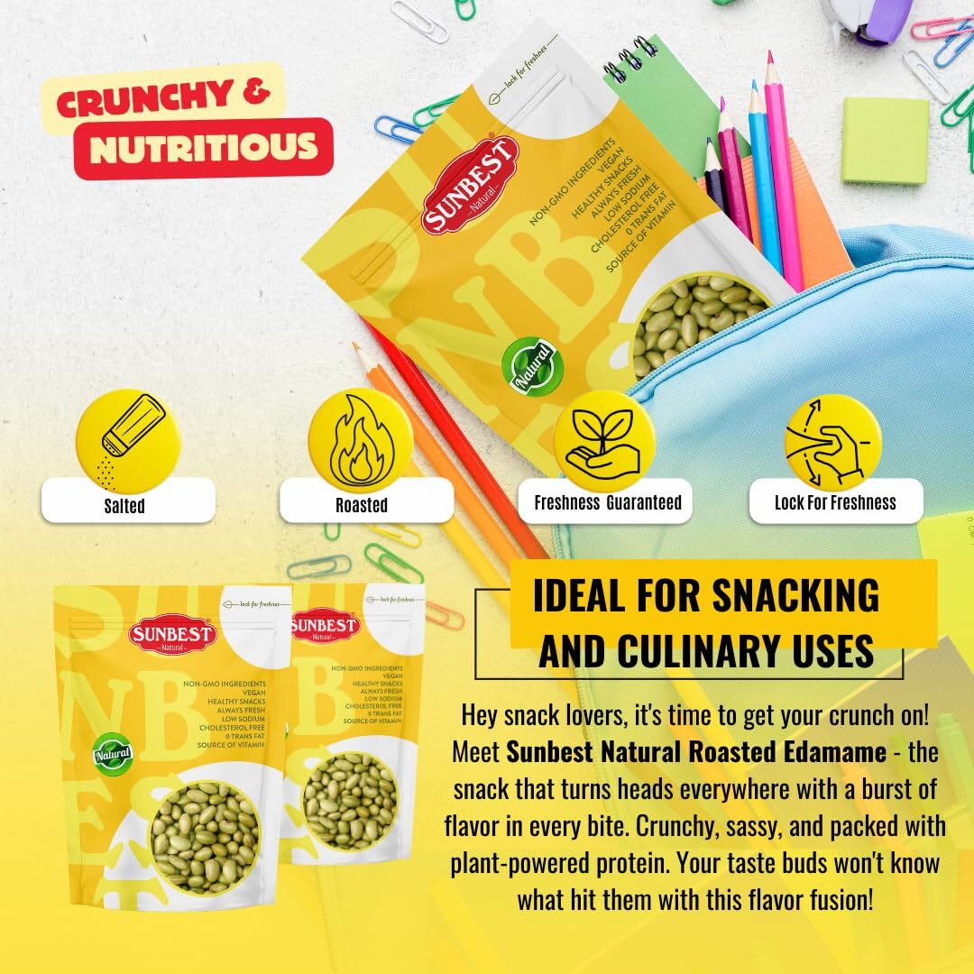 Sunbest Natural Dry Roasted Edamame Snack, Lightly Salted 80 Oz (4 Lbs) 1 Pack - Protein-Packed, Delicious & Gluten-Free - Kosher Certified, Non-Gmo - Perfect Healthy Snack & Recipe Enhancer