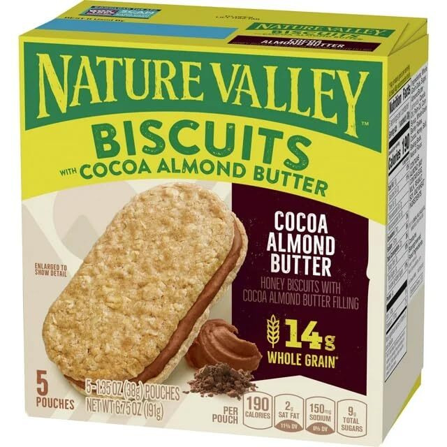 Nature Valley Biscuits With Cocoa Almond Butter 5 Count Box (Pack Of 3)