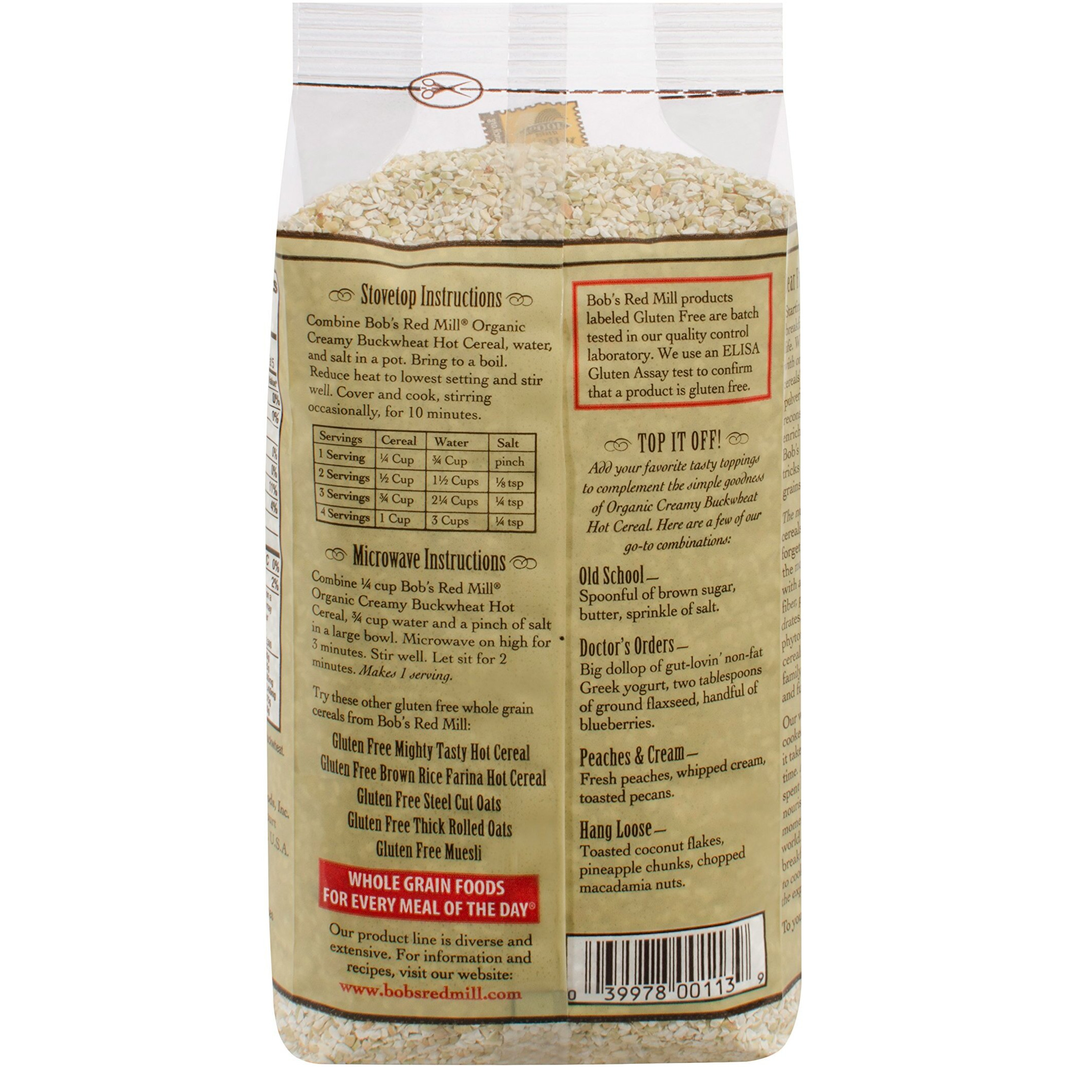 Bob's Red Mill Org Whole Grain Creamy Buckwheat Hot Cereal, 18 Ounce