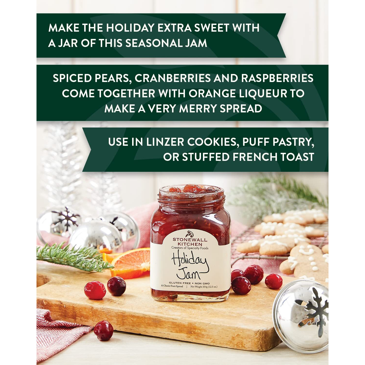 Stonewall Kitchen Limited Release Holiday Jam, Made In Usa, Comes In A Beautiful Glass Jar, 12.5 Oz Ea (Pack Of 2)