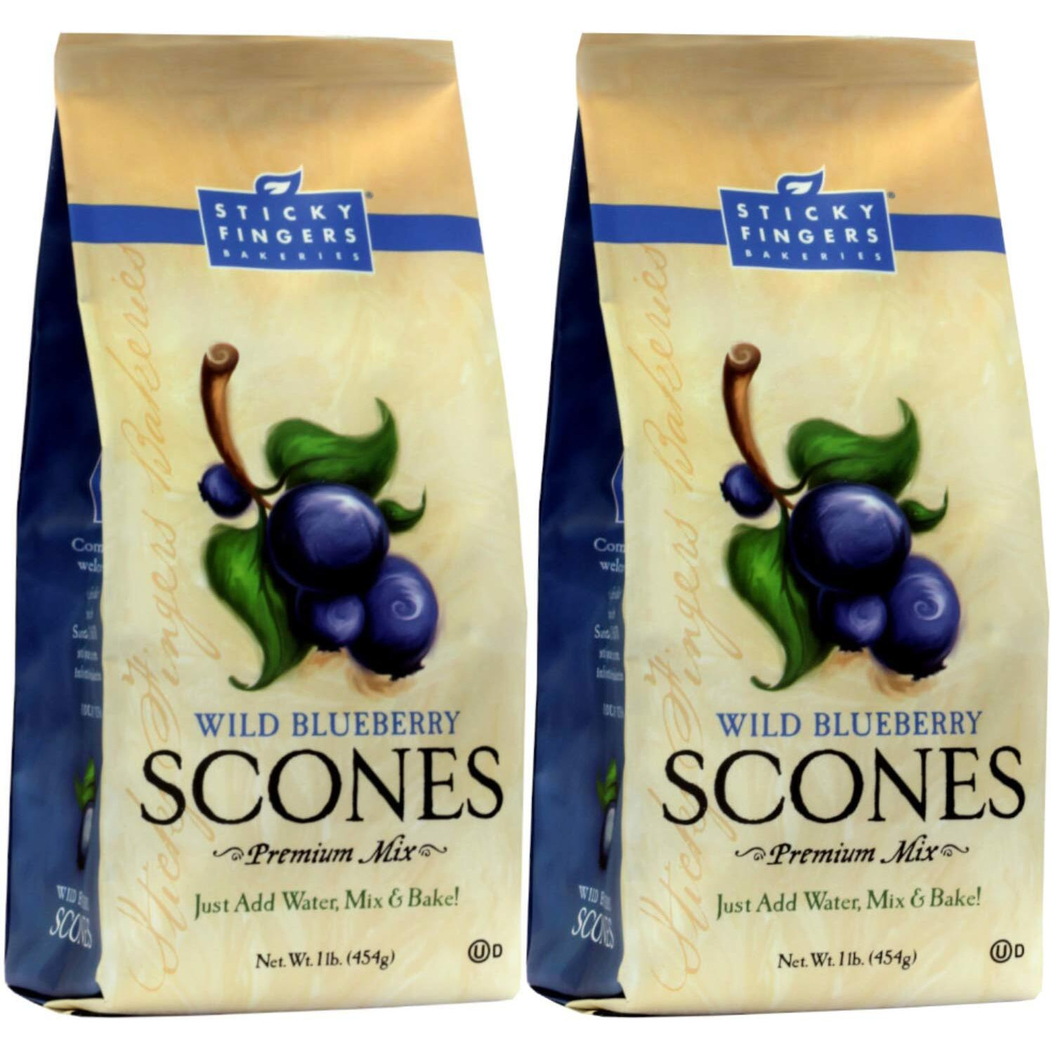 English Scone Mix, Wild Blueberry By Sticky Fingers Bakeries - Easy To Make English Scones Fresh Baked, Makes 12 Scones (2Pk)