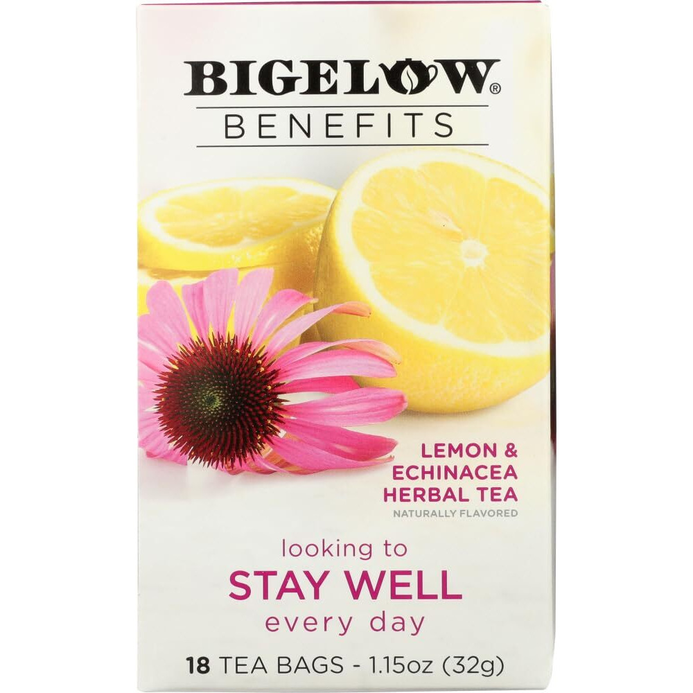 Bigelow Benefits Herbal Tea (Pack Of 2) Lemon & Echinacea, 18 Count (Pack Of 2)