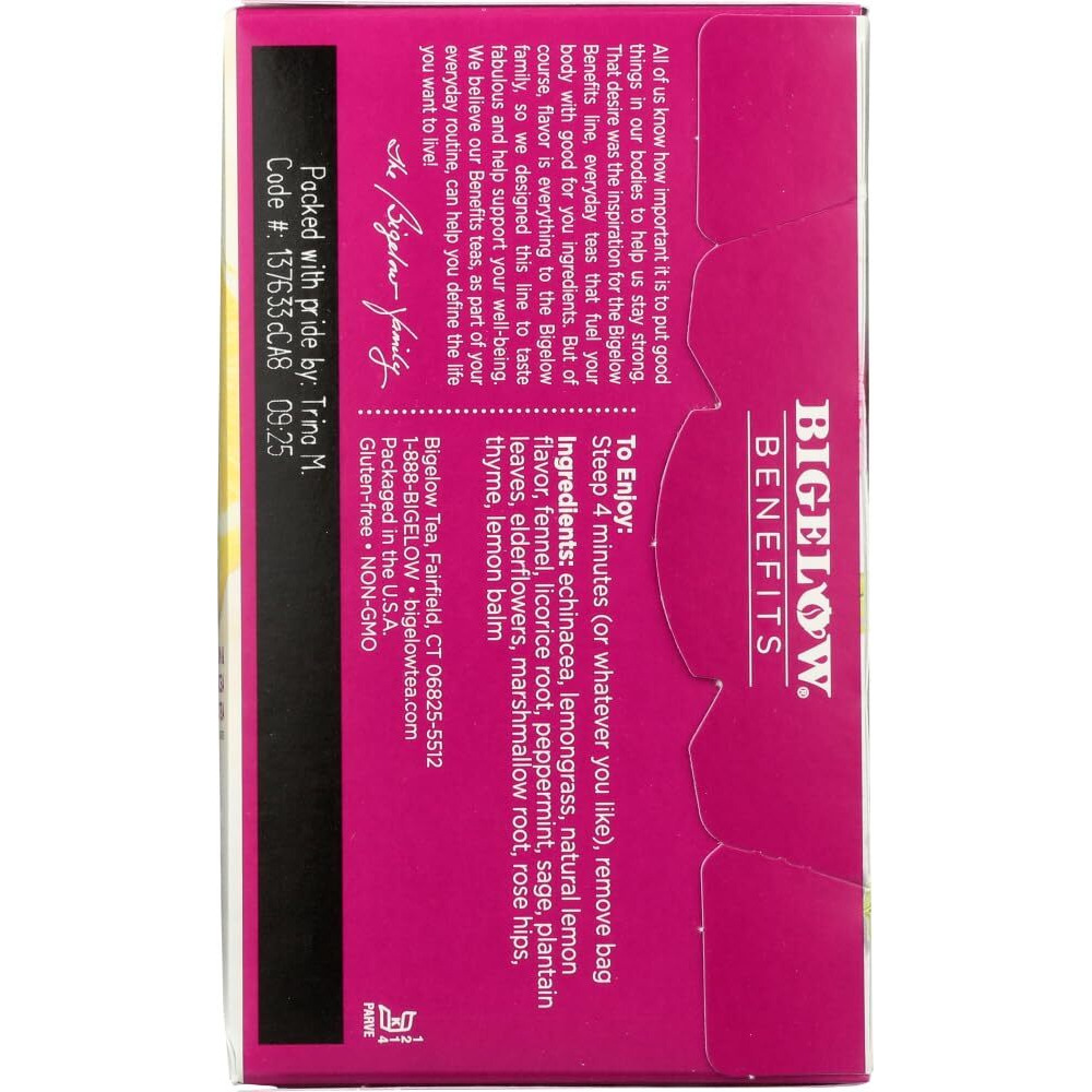 Bigelow Benefits Herbal Tea (Pack Of 2) Lemon & Echinacea, 18 Count (Pack Of 2)