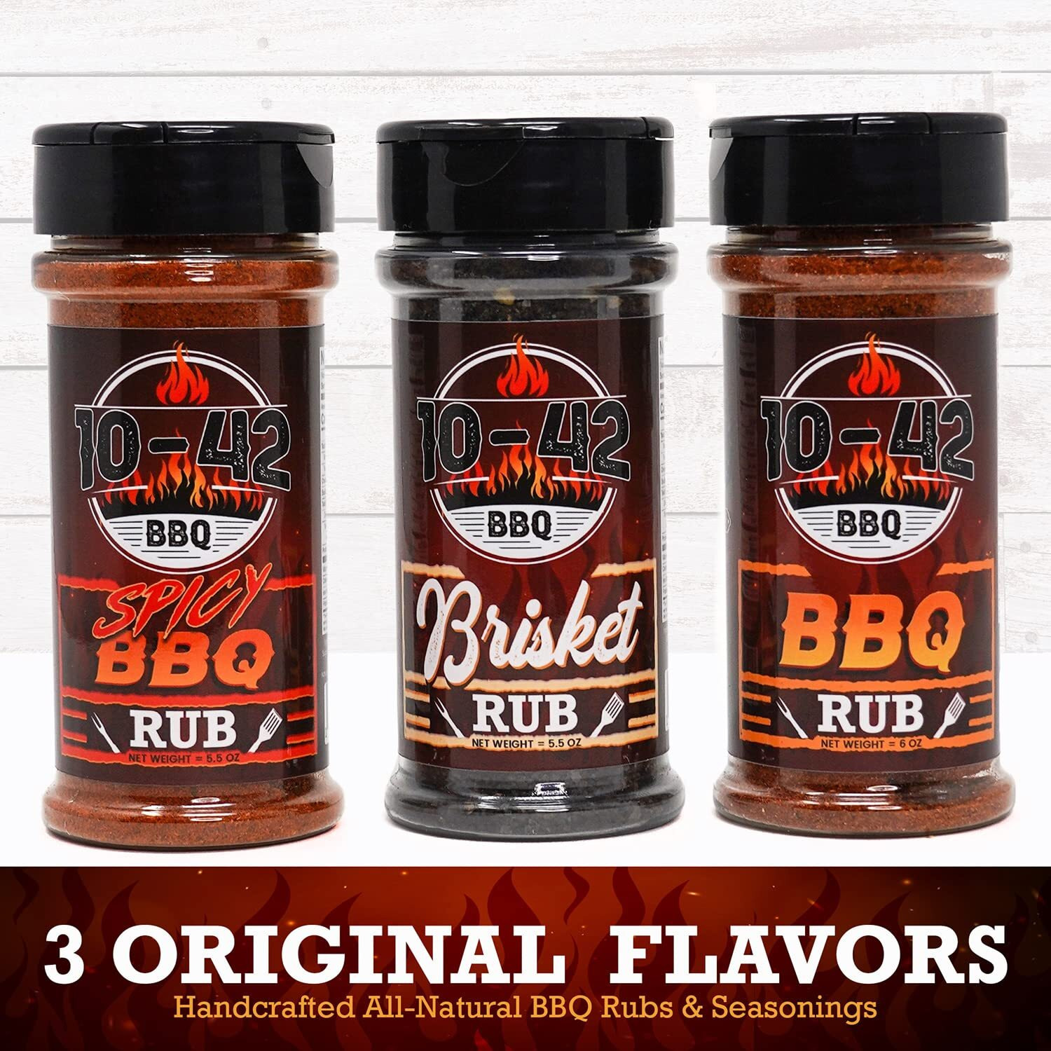 10-42 Bbq Rub Variety Pack Gift Set (No Msg)| 3 Flavors Bbq, Spicy, And Brisket | Meat Seasoning Dry Rub Spice For Smoking & Grilling | For Beef, Steak, Chicken, Turkey & Pork Ribs | Grilling Gifts For Men