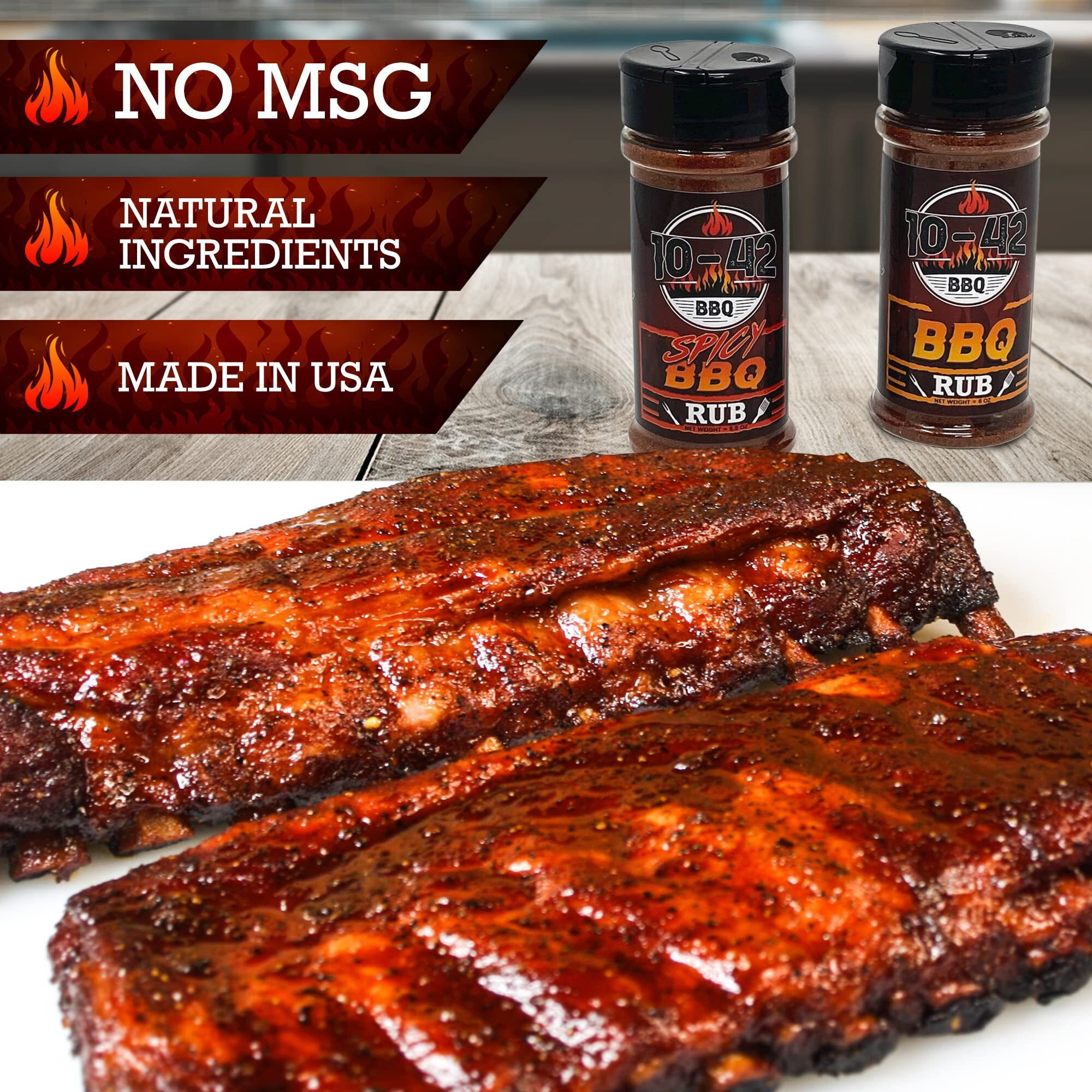 10-42 Bbq Rub Variety Pack Gift Set (No Msg)| 3 Flavors Bbq, Spicy, And Brisket | Meat Seasoning Dry Rub Spice For Smoking & Grilling | For Beef, Steak, Chicken, Turkey & Pork Ribs | Grilling Gifts For Men