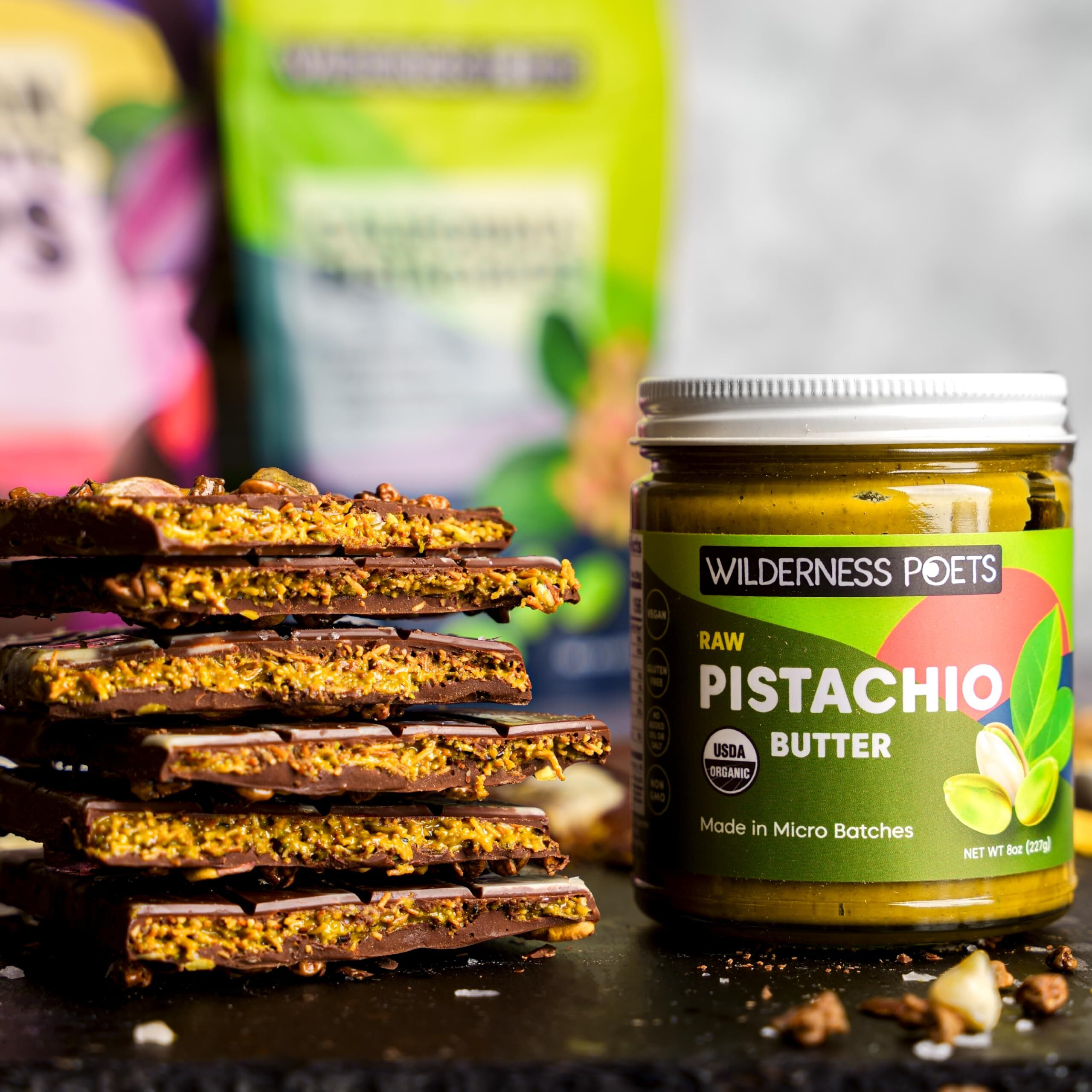 Wilderness Poets, Pistachio Butter - Organic, Raw, 100% Pistachio (7 Pound - 1 Gallon) - Perfect For Dubai Chocolate Bar Desserts With Kataifi Or Savory Creations - Unsweetened, California-Grown