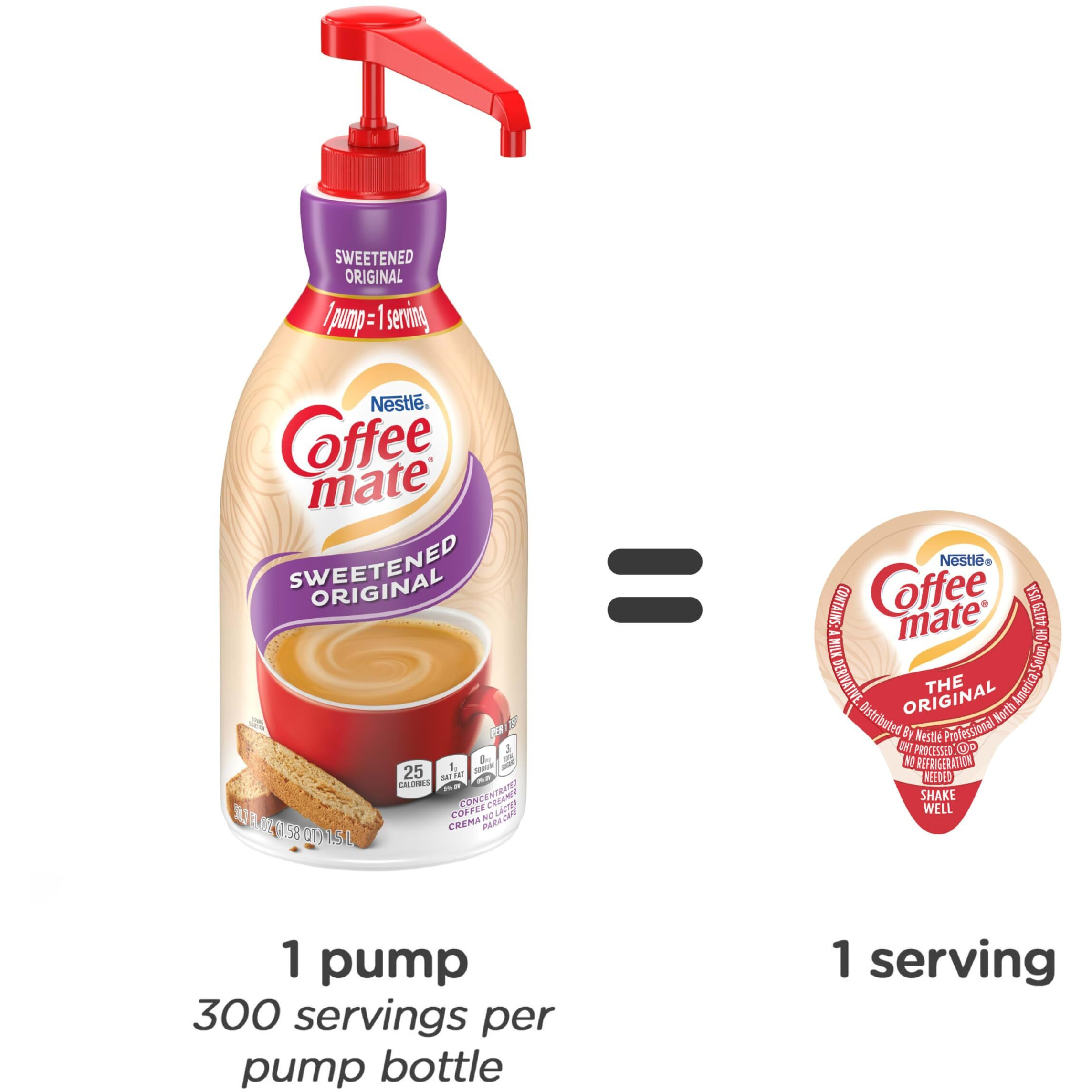 Nestle Coffee Mate Coffee Creamer, Sweetened Original, Concentrated Liquid Pump Bottle, Non Dairy, No Refrigeration, 50.7 Oz (Pack Of 2)
