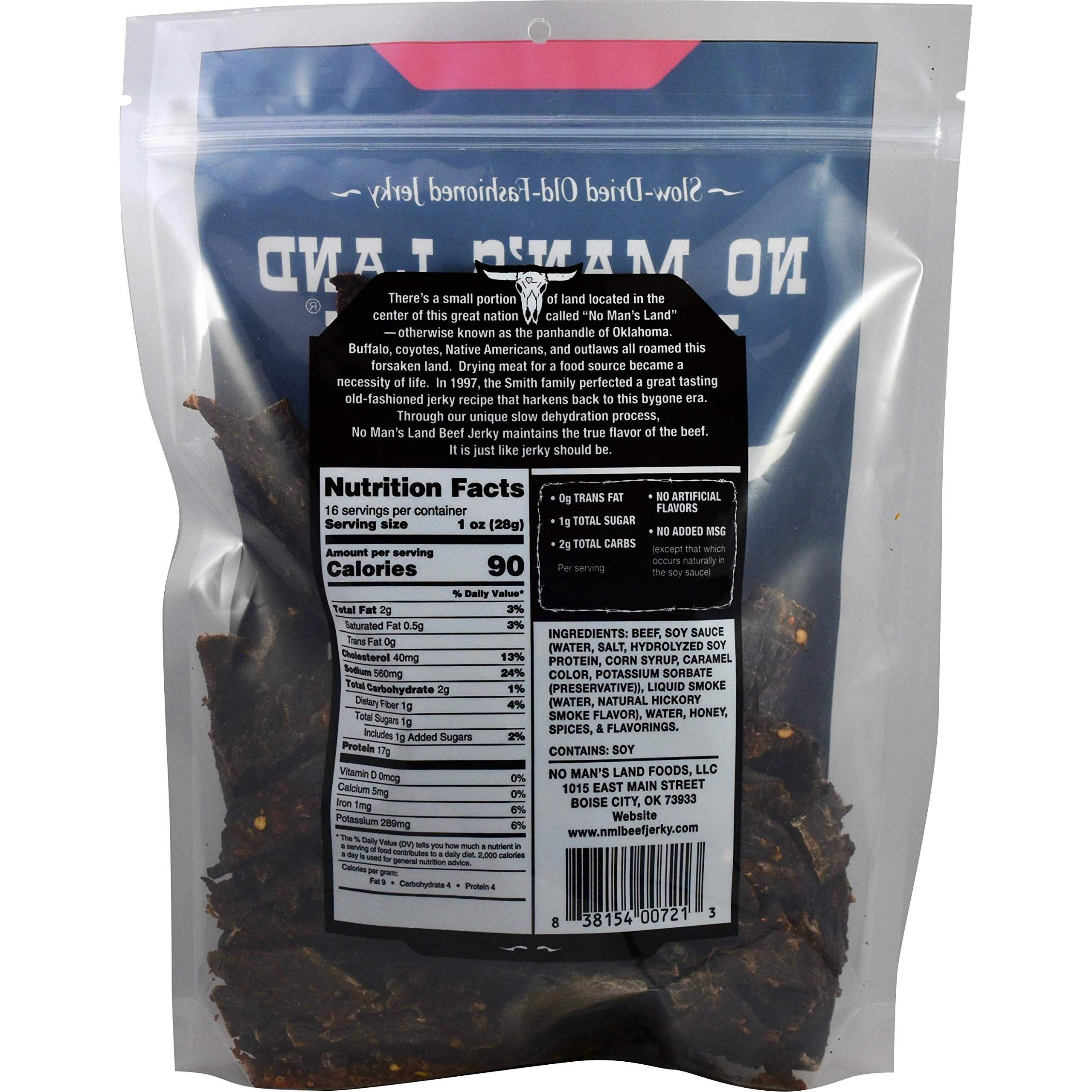 No Mans Land Hot Beef Jerky High Protein Low Calorie Low Carb Beef Snack 16Oz Bag