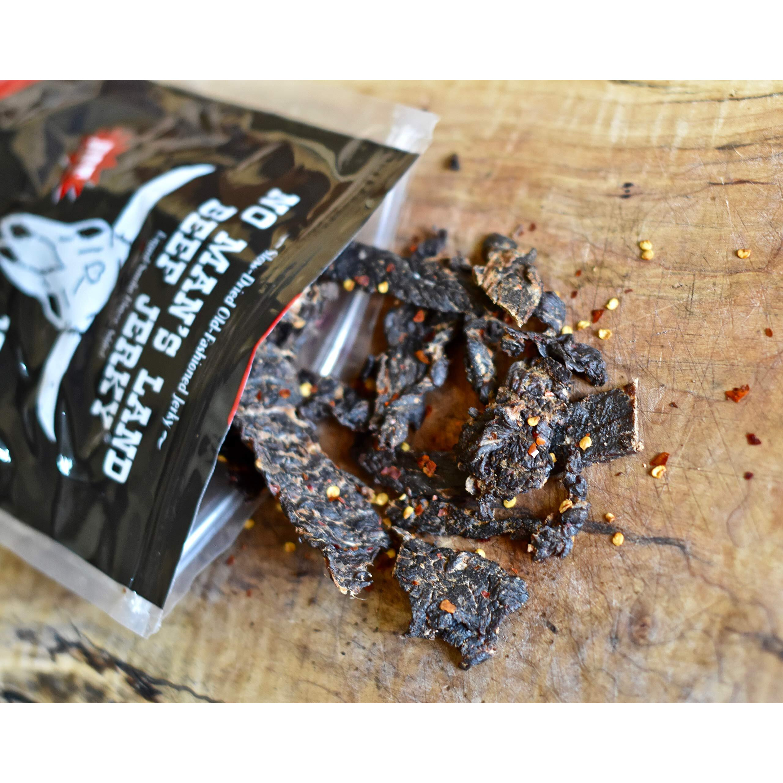 No Mans Land Hot Beef Jerky High Protein Low Calorie Low Carb Beef Snack 16Oz Bag