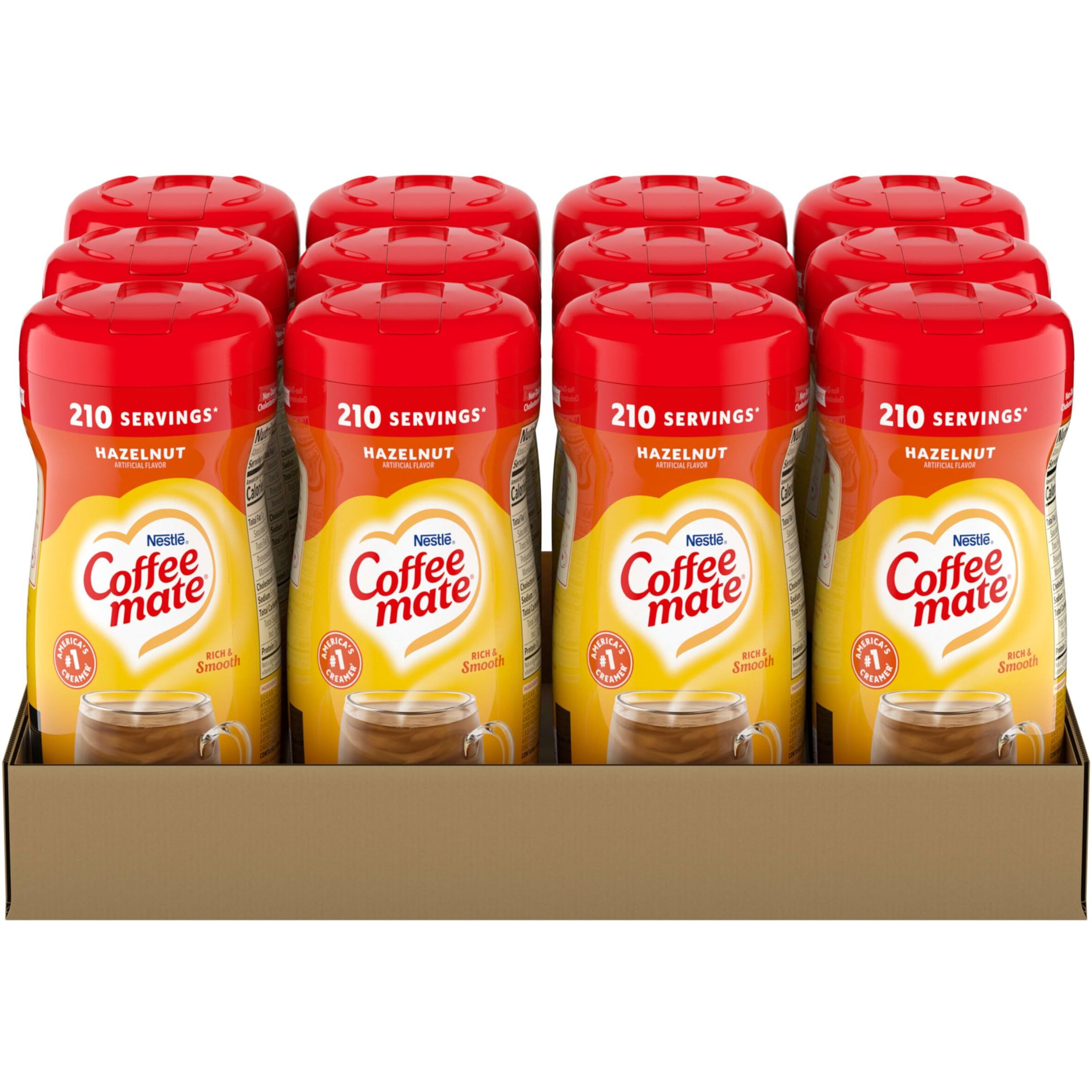 Nestle Coffee Mate Coffee Creamer, Hazelnut, Non Dairy Powder Creamer, 15 Oz Canister (Pack Of 12)