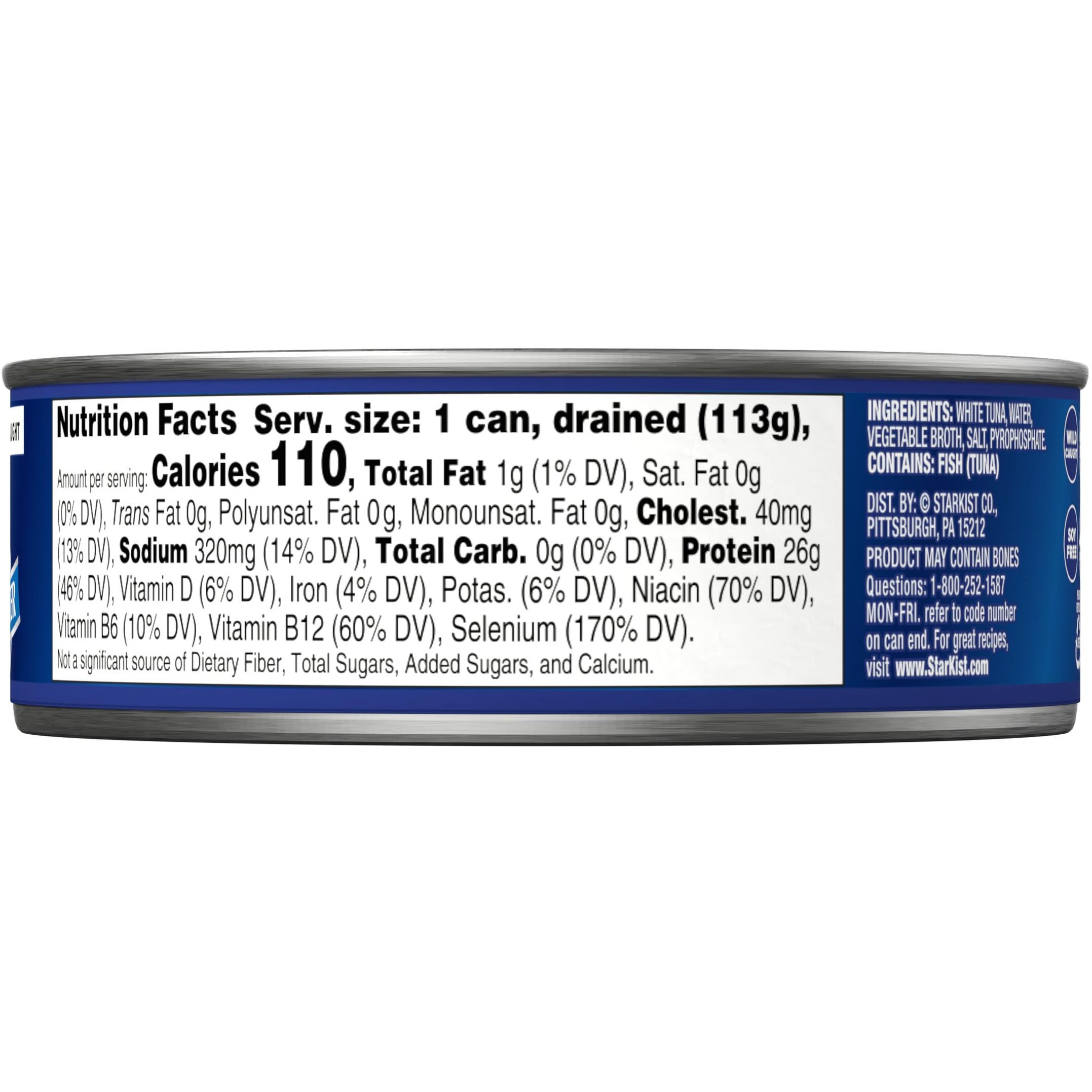 Starkist Solid White Albacore Tuna In Water, 5 Oz (24 Pack) Canned Tuna Fish, Wild Caught, Gluten Free, Ready To Eat, Perfect For Salads, Keto Meals And Snacks, 26G Protein & 110 Calories Per Serving