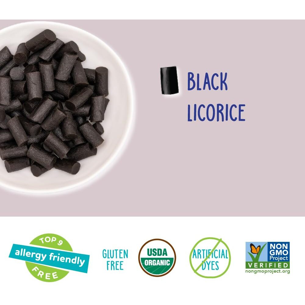 Yumearth Organic Gluten Free Black Licorice Snack Packs - Allergy Friendly, Gluten Free, Non-Gmo, Vegan, No Artificial Flavors Or Dyes - 5 Ounce (Pack Of 6)