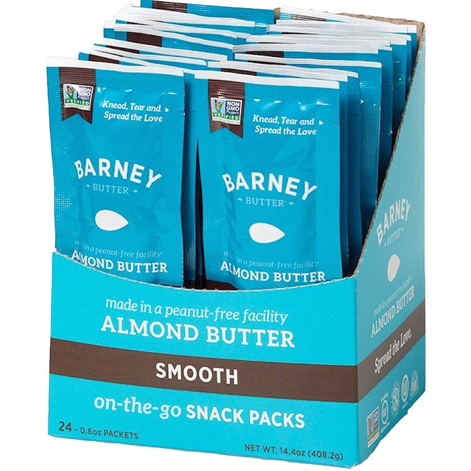 Barney Butter Almond Butter Snack Packs, Smooth, 0.6 Ounce (Pack Of 24), Skin-Free Almonds, Non-Gmo, Gluten Free, Keto, Paleo, Vegan