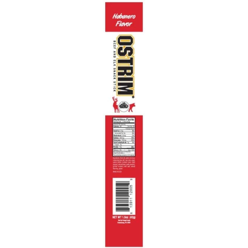 Ostrim Grass-Fed Beef & Elk Jerky Snack Sticks-Habanero Flavor, 1.5 Oz (Pack Of 10)