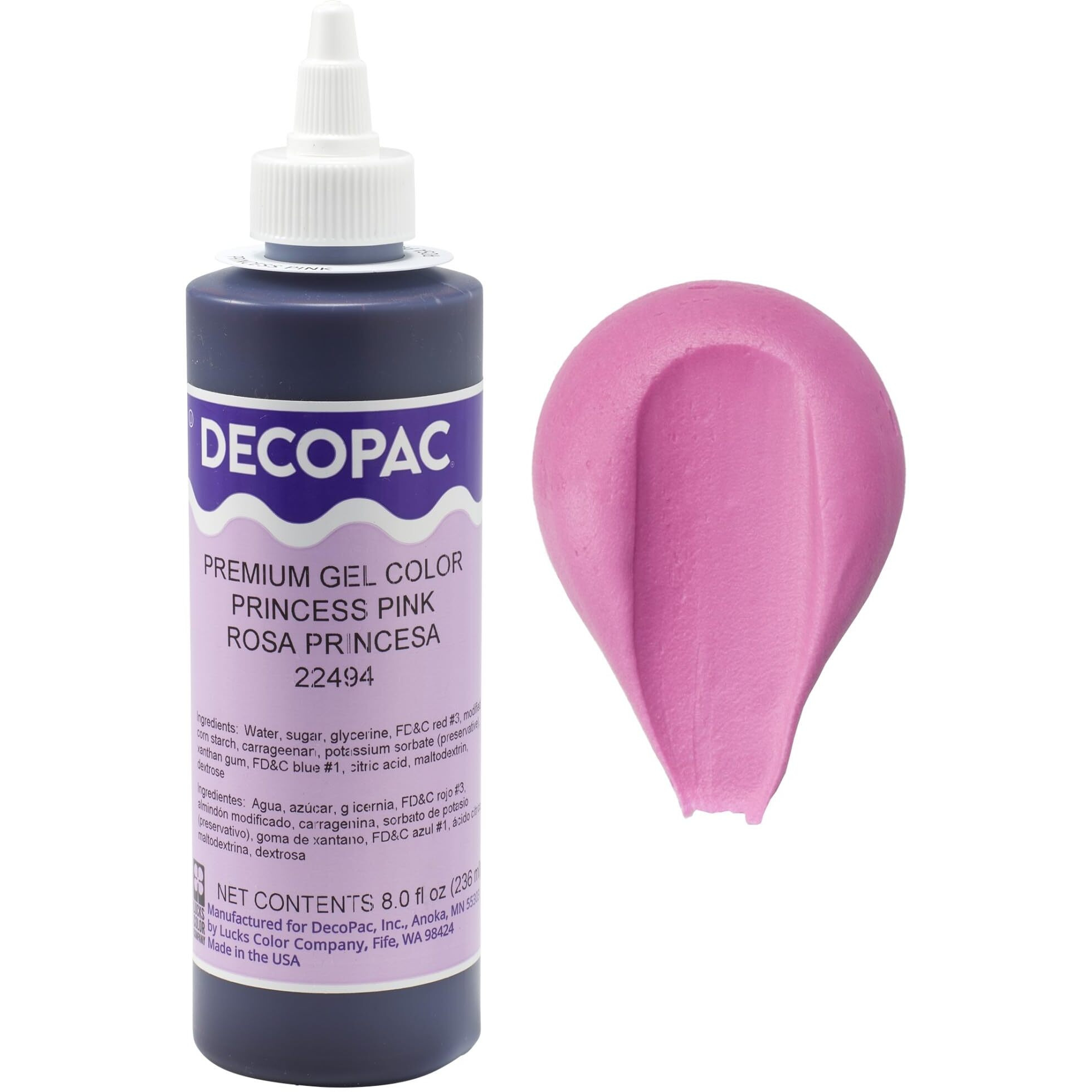 Decopac Premium Gel Food Coloring | Princess Pink Food Coloring For Baking | 8Oz | Color Buttercream, Fondant, Frosting & Piping Gel, Food Safe, Highly Concentrated Gel, 8 Oz - Princess Pink