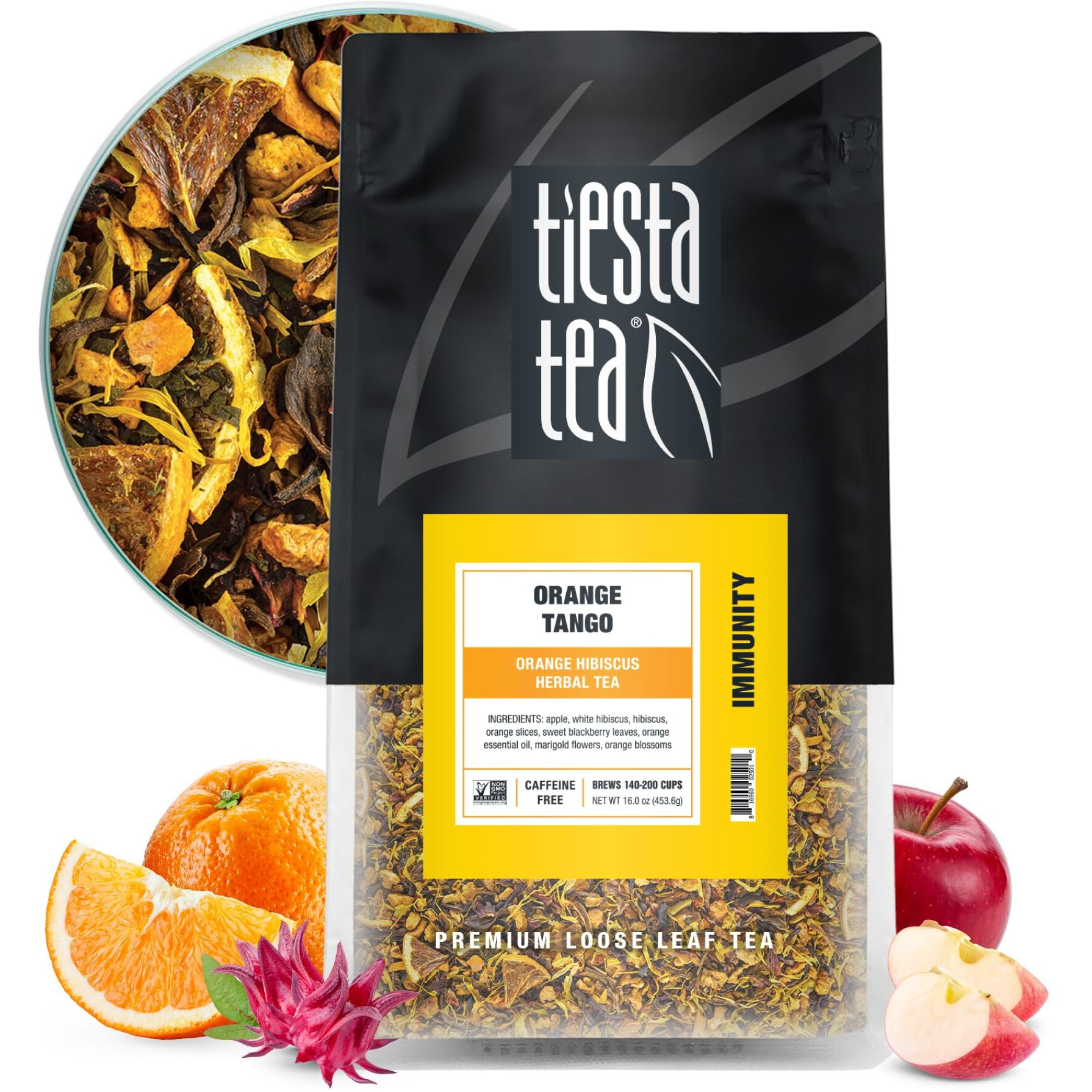 Tiesta Tea - Orange Tango | Orange Hibiscus Herbal Tea | Premium Loose Leaf Tea Blend | Non-Caffeinated Fruit Tea | Make Hot Or Iced Up & 200 Cups | Made W/Natural Ingredients - 16Oz Resealable Pouch