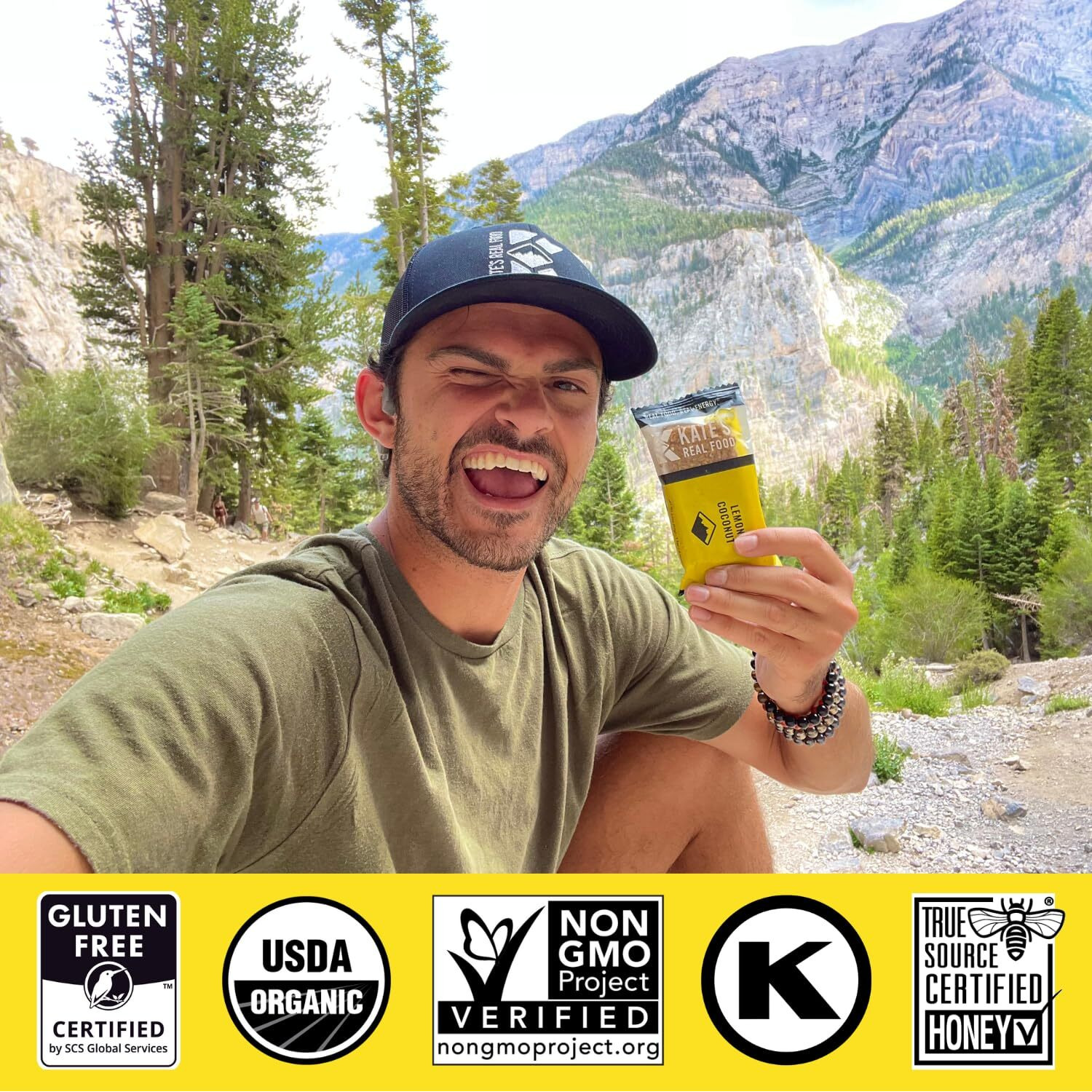 Kates Real Food Organic Granola Bars - Lemon Coconut (2.2 Oz, Pack Of 12) - Organic Energy Bars Made With Gluten Free Oats - Non Gmo, Soy Free, Whole Grains, And All Natural - Healthy Snacks