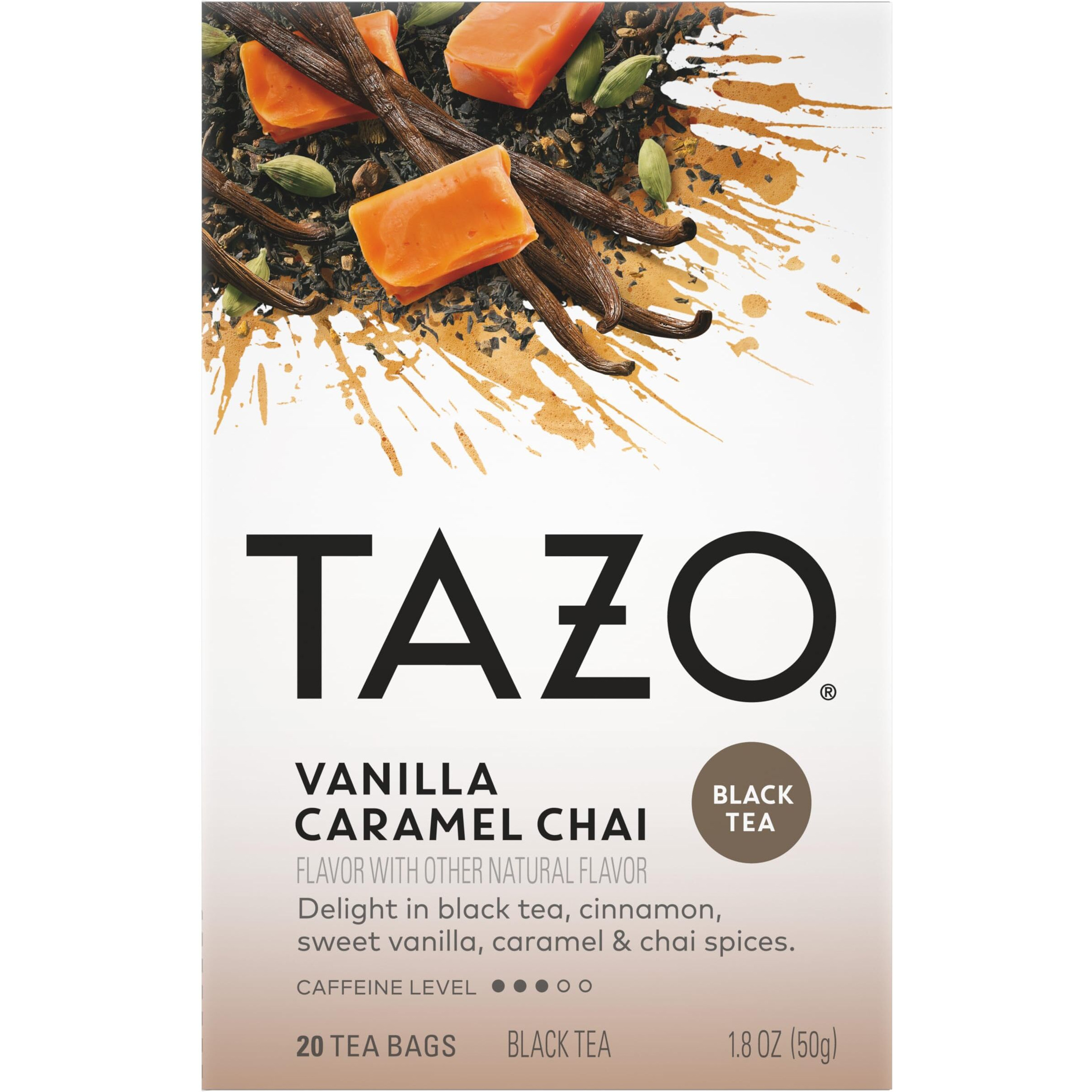Tazo Chai Tea Bags, Vanilla Caramel Chai, Moderate Caffeinated Tea, 120 Total Tea Bags (20Ct - Pack Of 6)