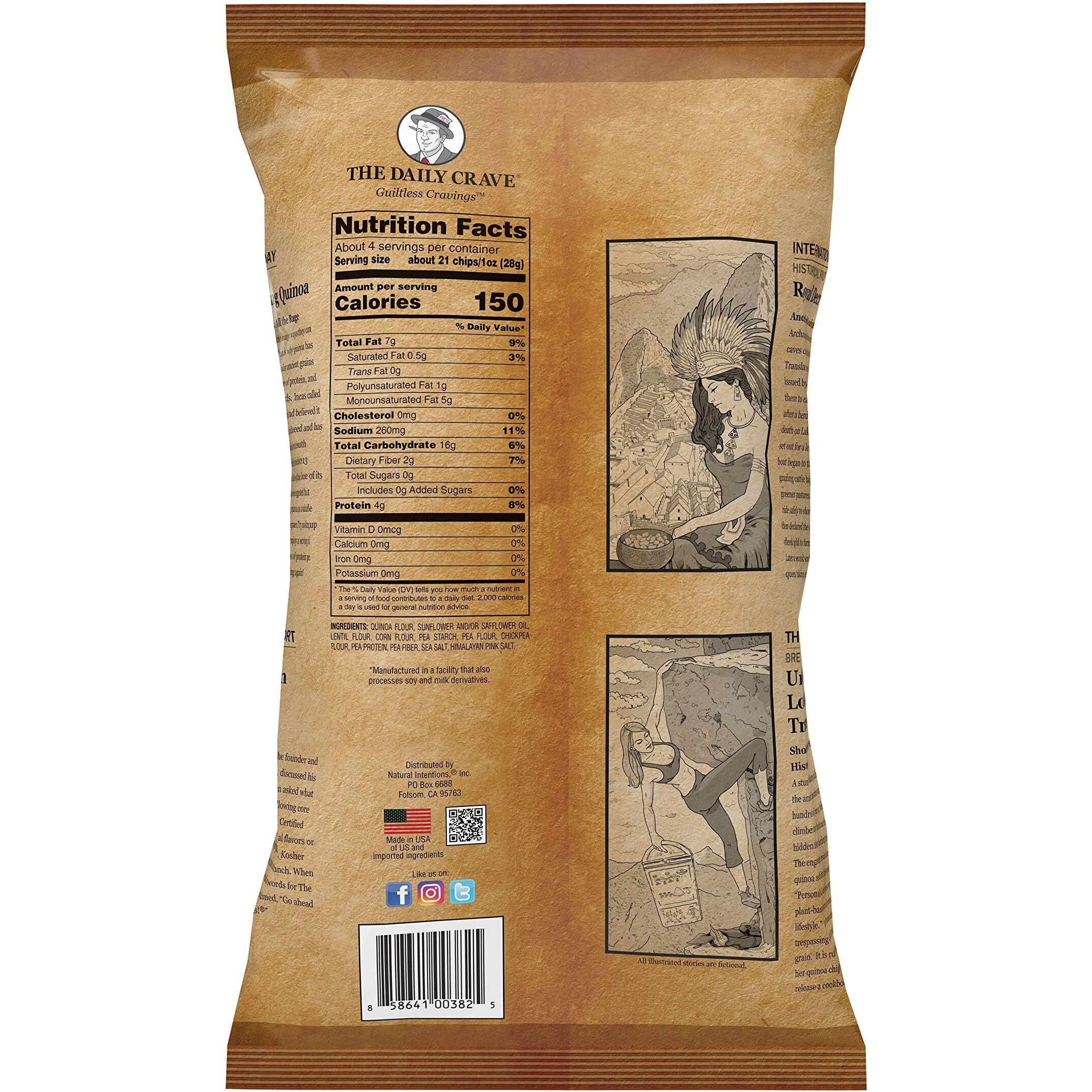 The Daily Crave Himalayan Pink Salt Quinoa Chips, 4.25 Oz (Pack Of 8) 4G Protein, 2G Fiber, Gluten-Free, Non-Gmo, Crunchy