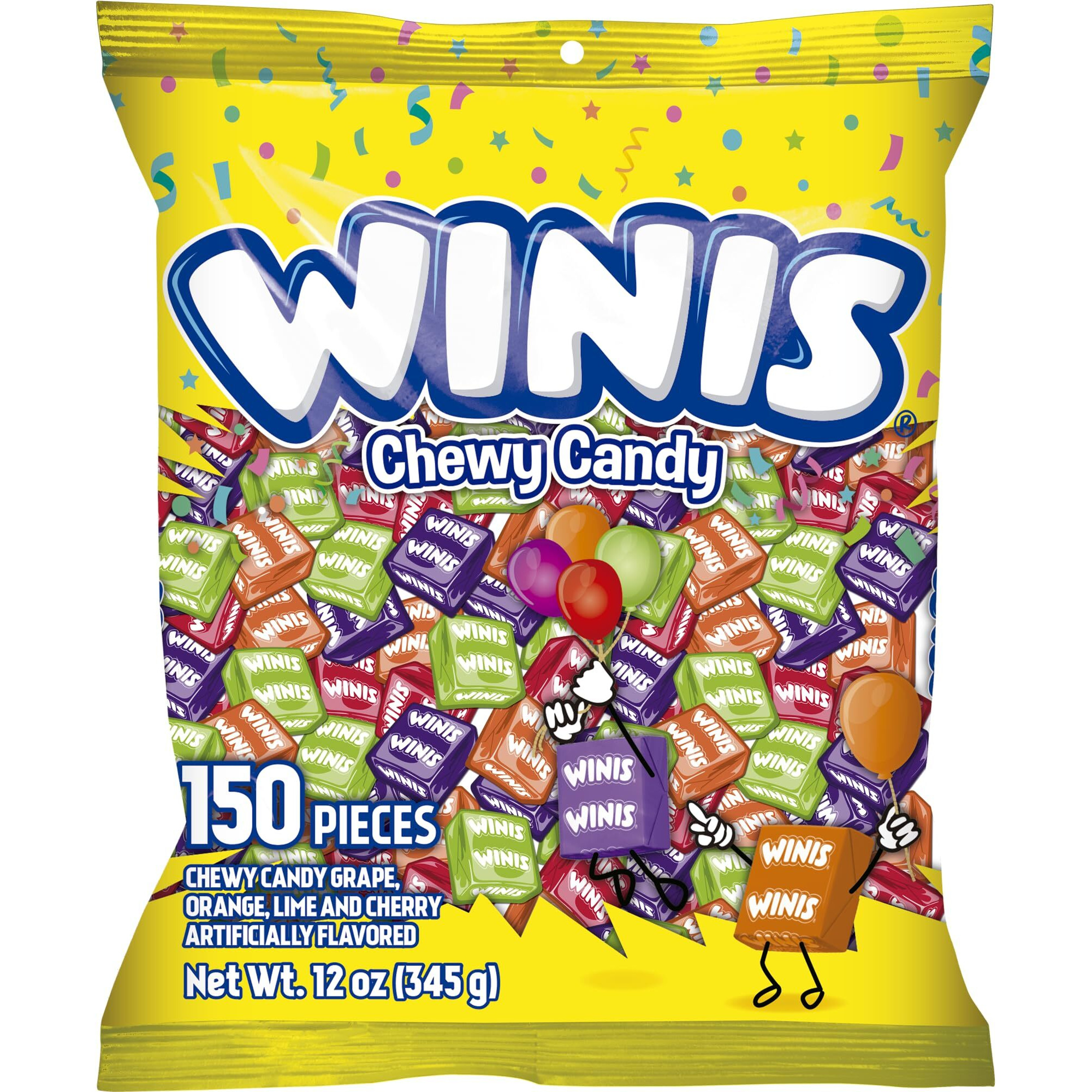 Chewy Candy Winis Original Variety Bag - Taffy Candy 150 Individually Wrapped Pieces- Sharing Size 12 Oz Bag Assorted Halloween Candy Mix