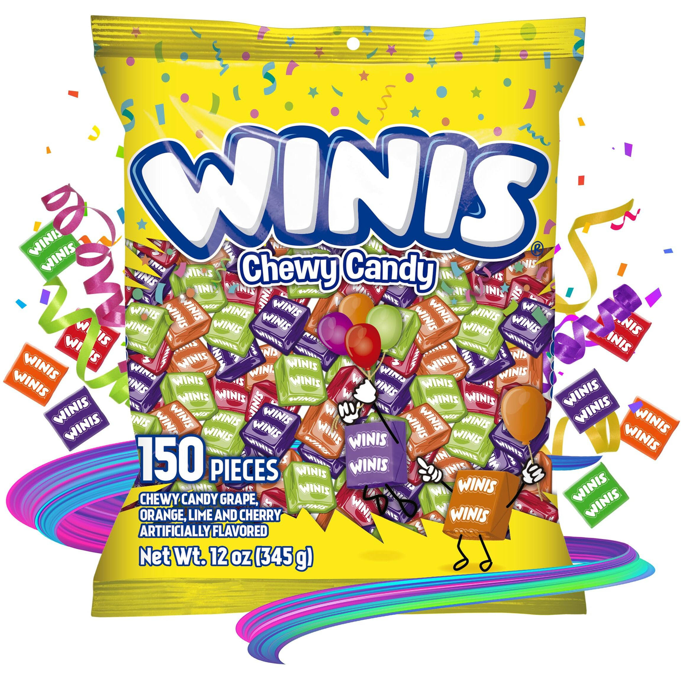 Chewy Candy Winis Original Variety Bag - Taffy Candy 150 Individually Wrapped Pieces- Sharing Size 12 Oz Bag Assorted Halloween Candy Mix