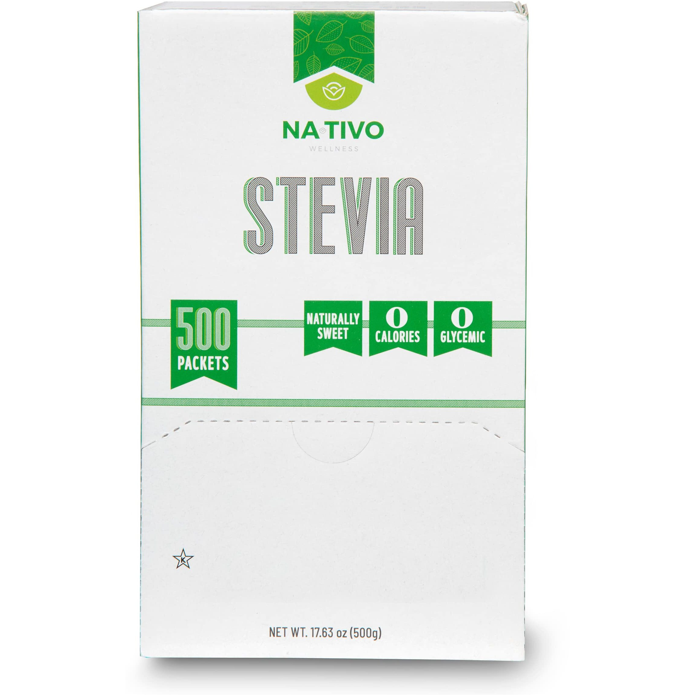 Stevia + Erythritol 18 Sweetener - 500 Packets | 1 Packet  2 Tsp Of Sugar | Healthier Sugar Substitute - 0 Calories - 0 Glycemic Index - Keto And Paleo - 0 Net Carbs - Non-Gmo - Nativo Wellness