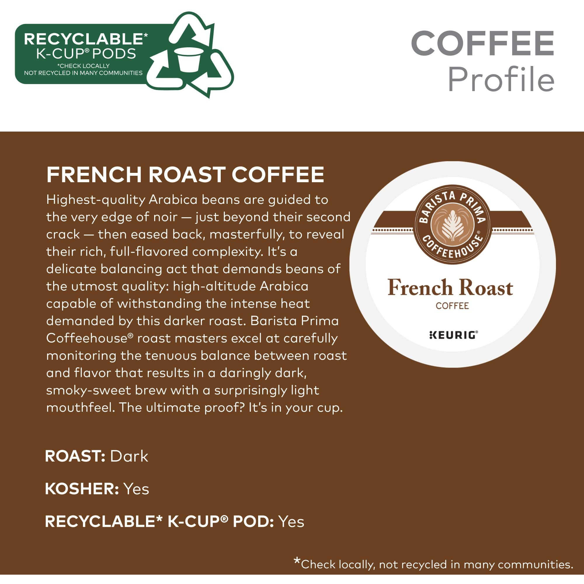 Barista Prima Coffeehouse, French Roast Keurig Single Serve K-Cup Pods, 96 Count