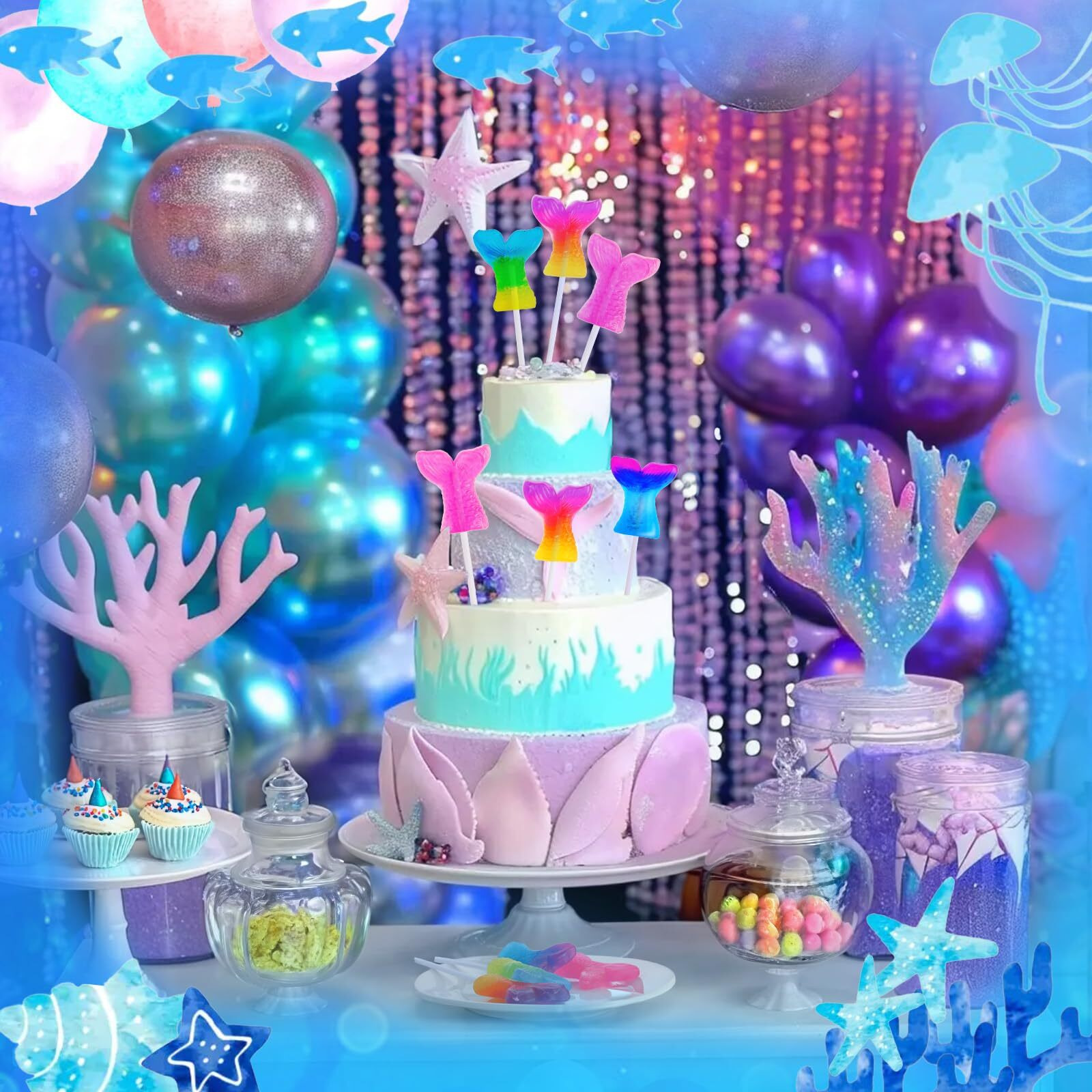 Mermaid Lollipops 24Pk, Mermaid Tail Candy Lollipops For Mermaid Birthday Party Favors, Lollipops Mermaid Candy, Mermaid Snacks, Mermaid Suckers & Mermaid Treats For Mermaid Party Supplies