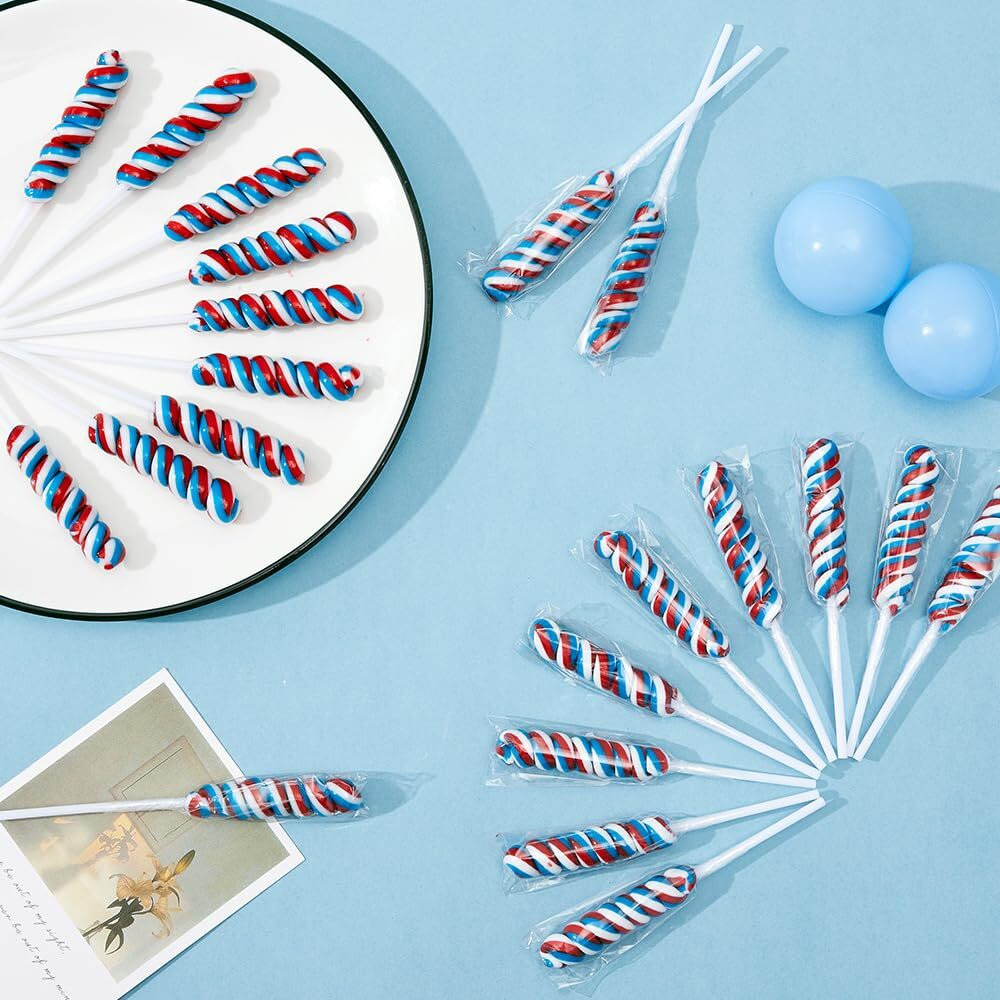 Twisty Lollipop, Rainbow Lollipops Individually Wrapped Bulk, Rainbow Candy For Children Kid's Whirley Lollipops Candy For Brithday, Blueberry 30 Pack
