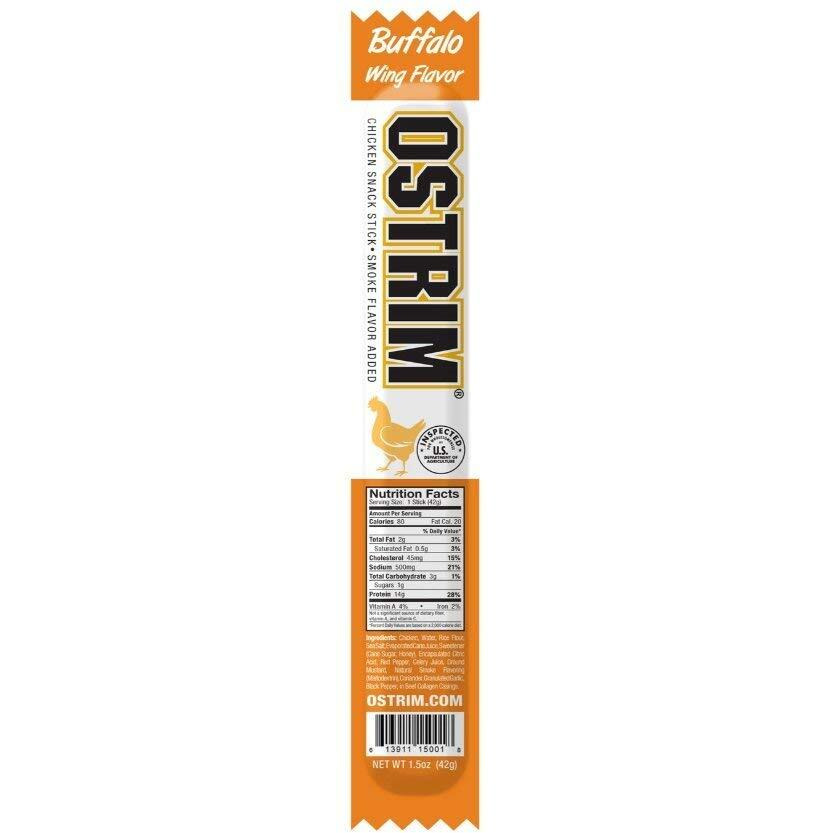 Ostrim Chicken Jerky Snack Sticks-Buffalo Wing Flavor, 1.5 Oz (Pack Of 10)