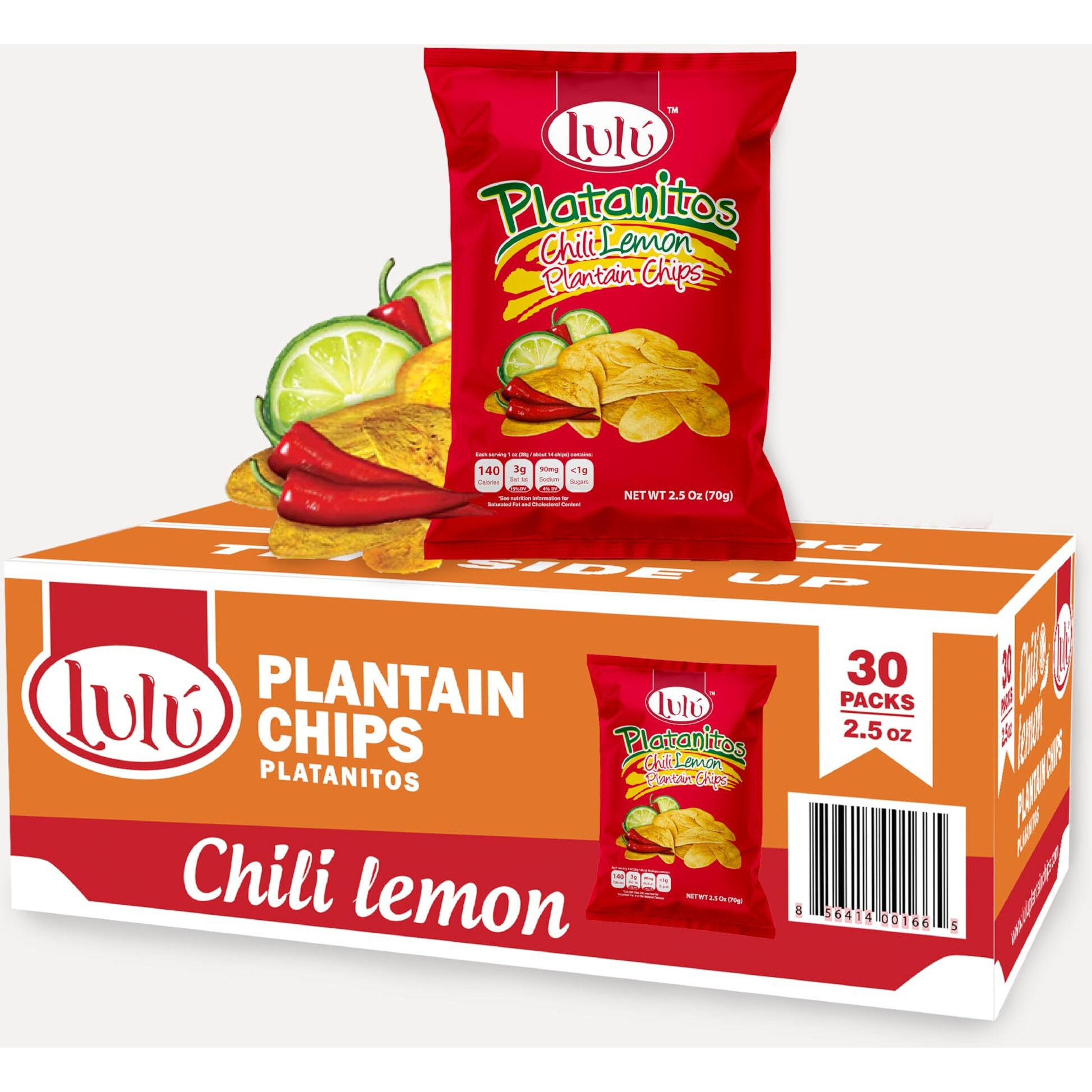Lulu Plantain Chip | Chili Lemon | Healthy Snack | Plantains Chips | Whole 30 Snacks | 2.5 Oz | Gluten Free Chips | All Natural | Non-Gmo | Kosher