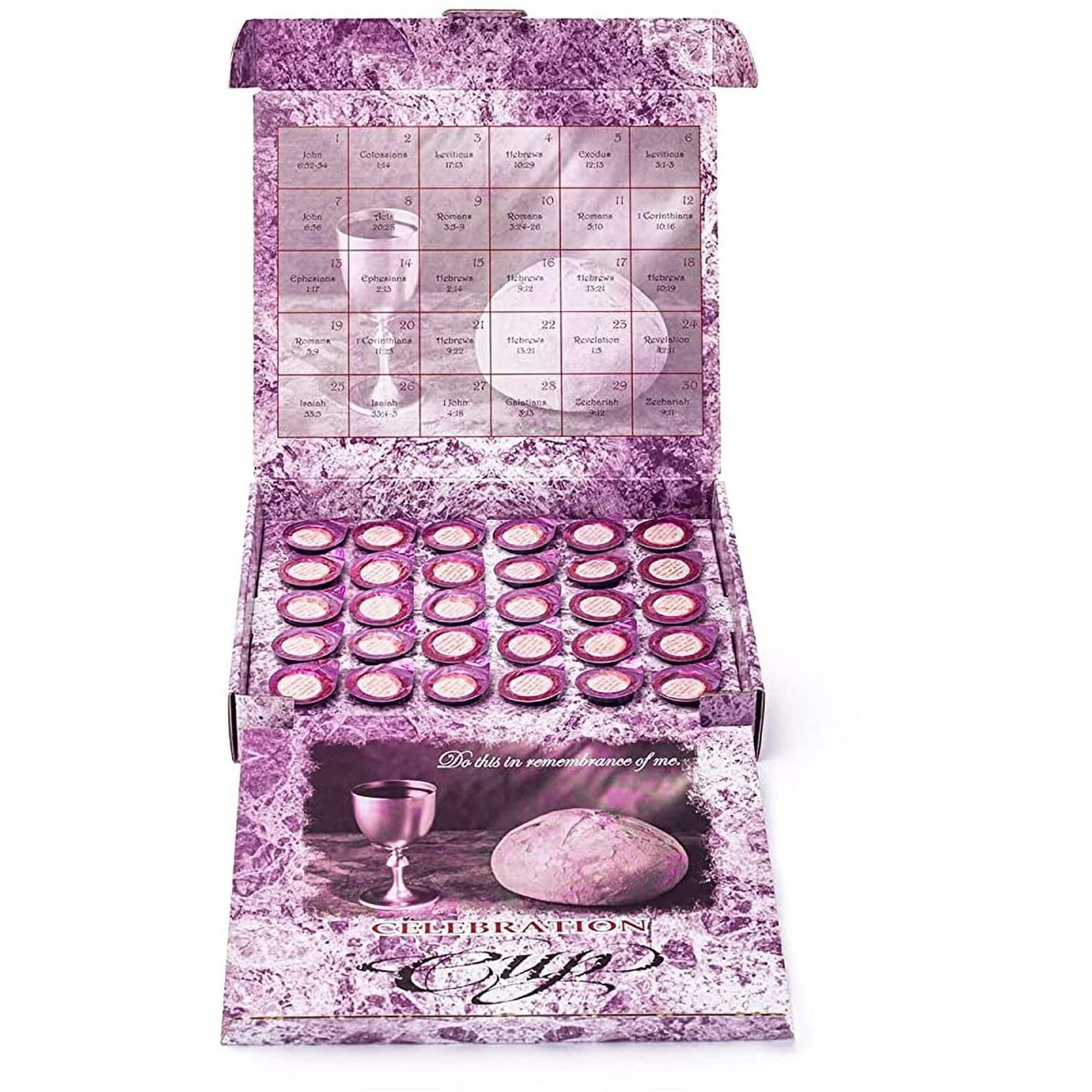 Celebration Cup, Grape Juice And Wafer Communion Cups Set With A 30-Day Devotional, Pack Of 30