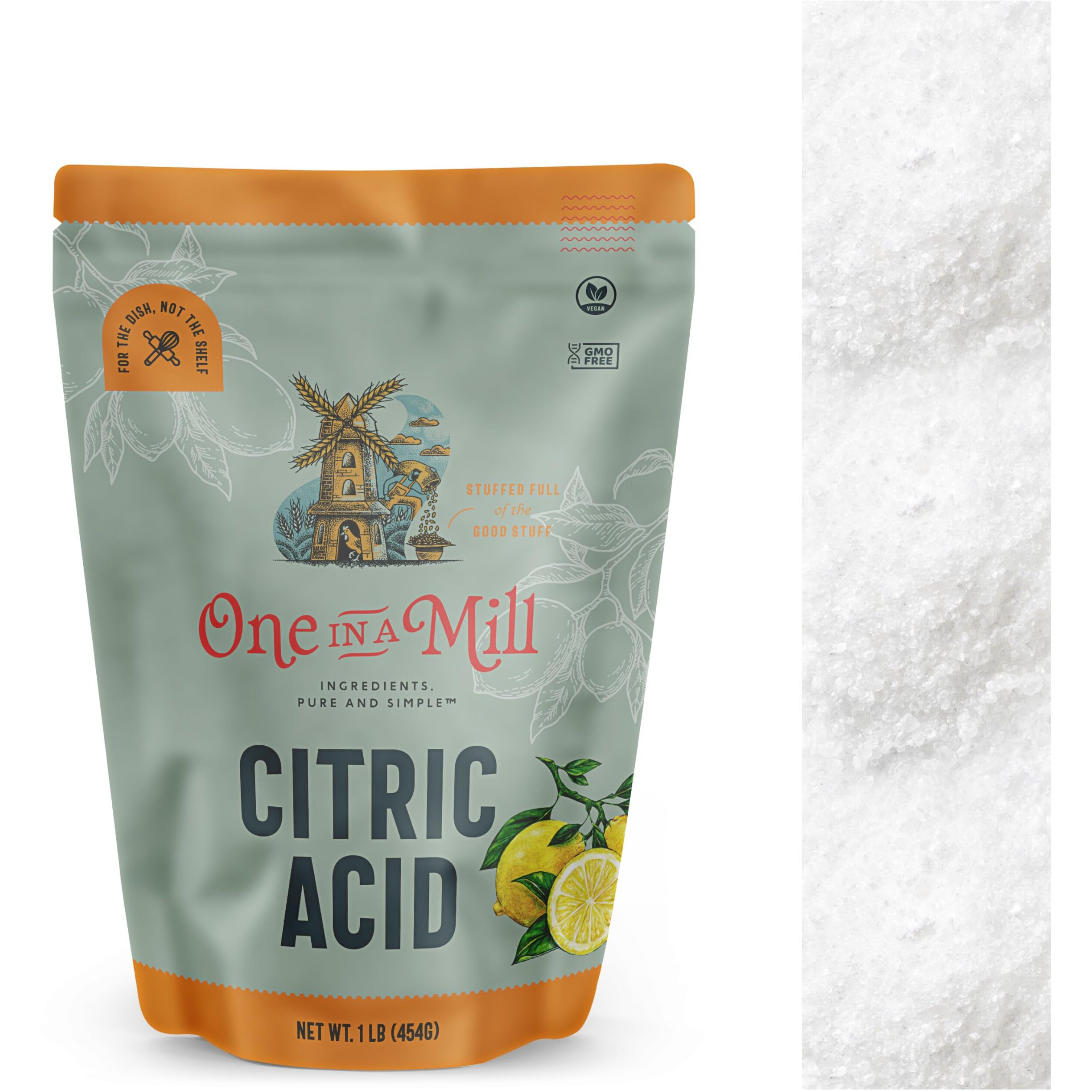 One In A Mill Citric Acid Powder 1Lb | Food Grade For Cooking, Baking, Canning, And Cheese Making | All-Natural Preservative & Flavor Enhancer | Diy Skincare, Bath Bombs, Water Softening, And Cleaning