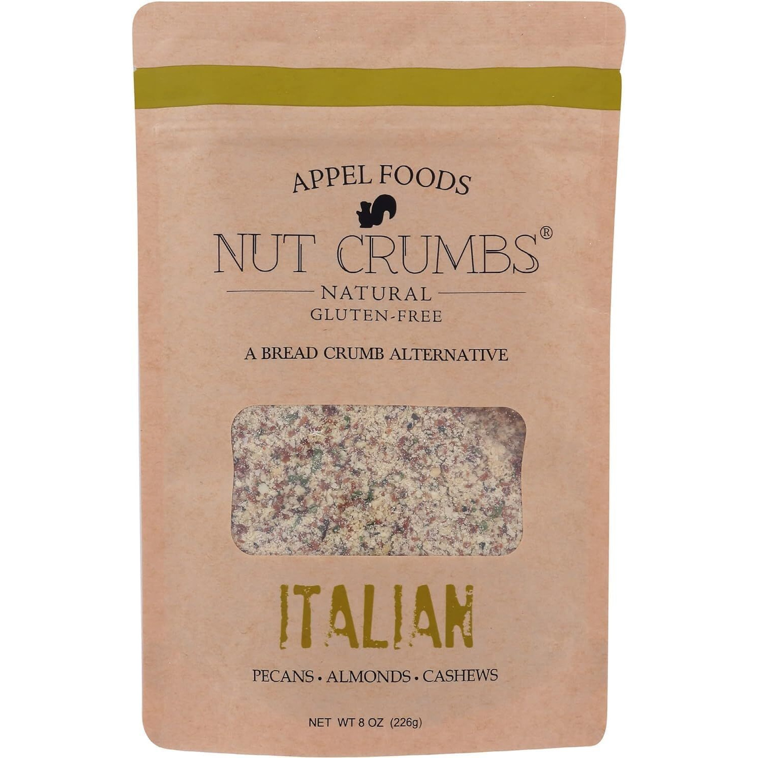 Appel Foods - Nut Crumbs - Bread Crumb Alternative - Gluten Free - Sugar Free - Low Carb - Low Sodium - Raw, Premium Nuts (Italian)