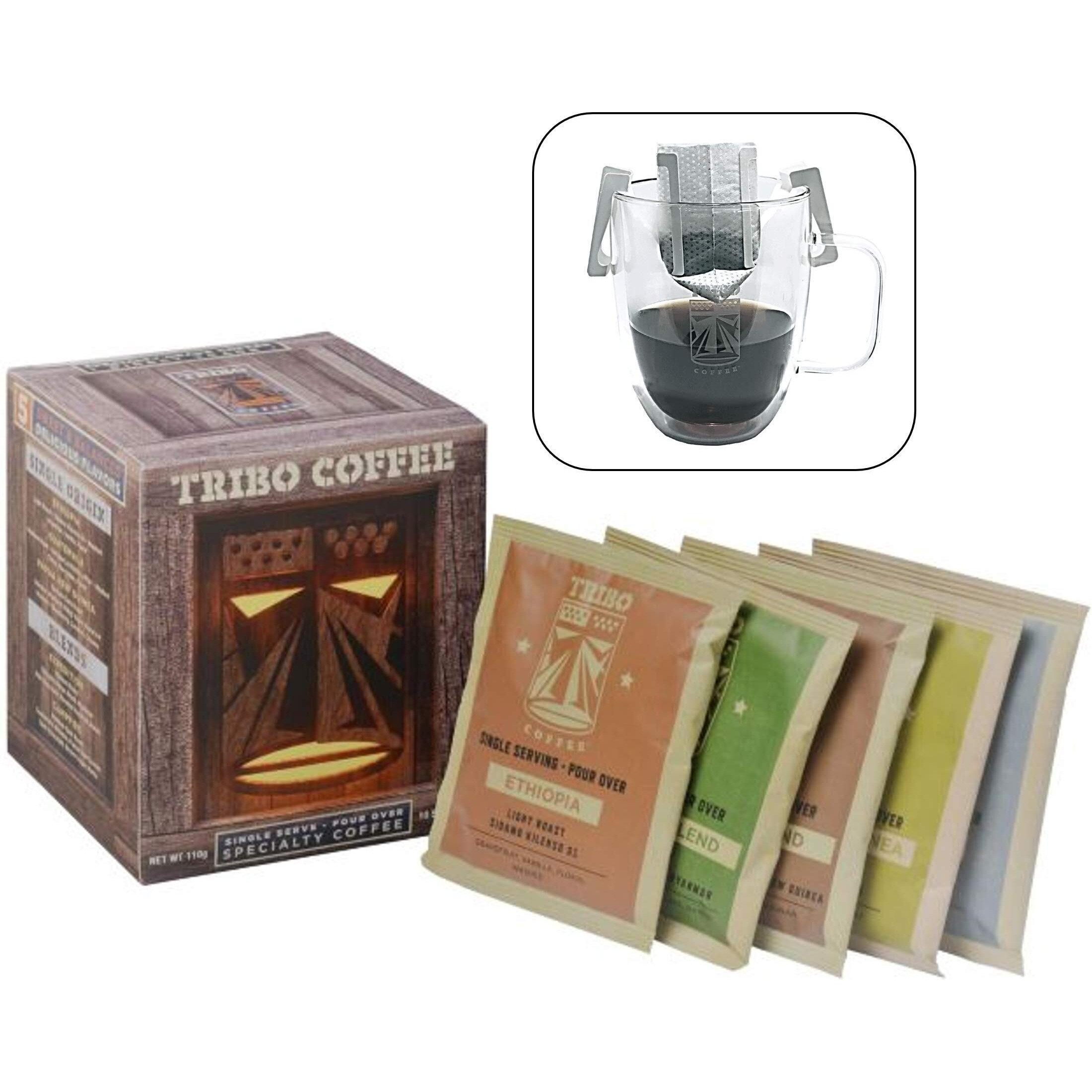 Tribo Coffee Single-Serve Portable Pour Over Drip Coffee - Variety - 10 Servings (Light, Medium & Med-Dark Roasts)