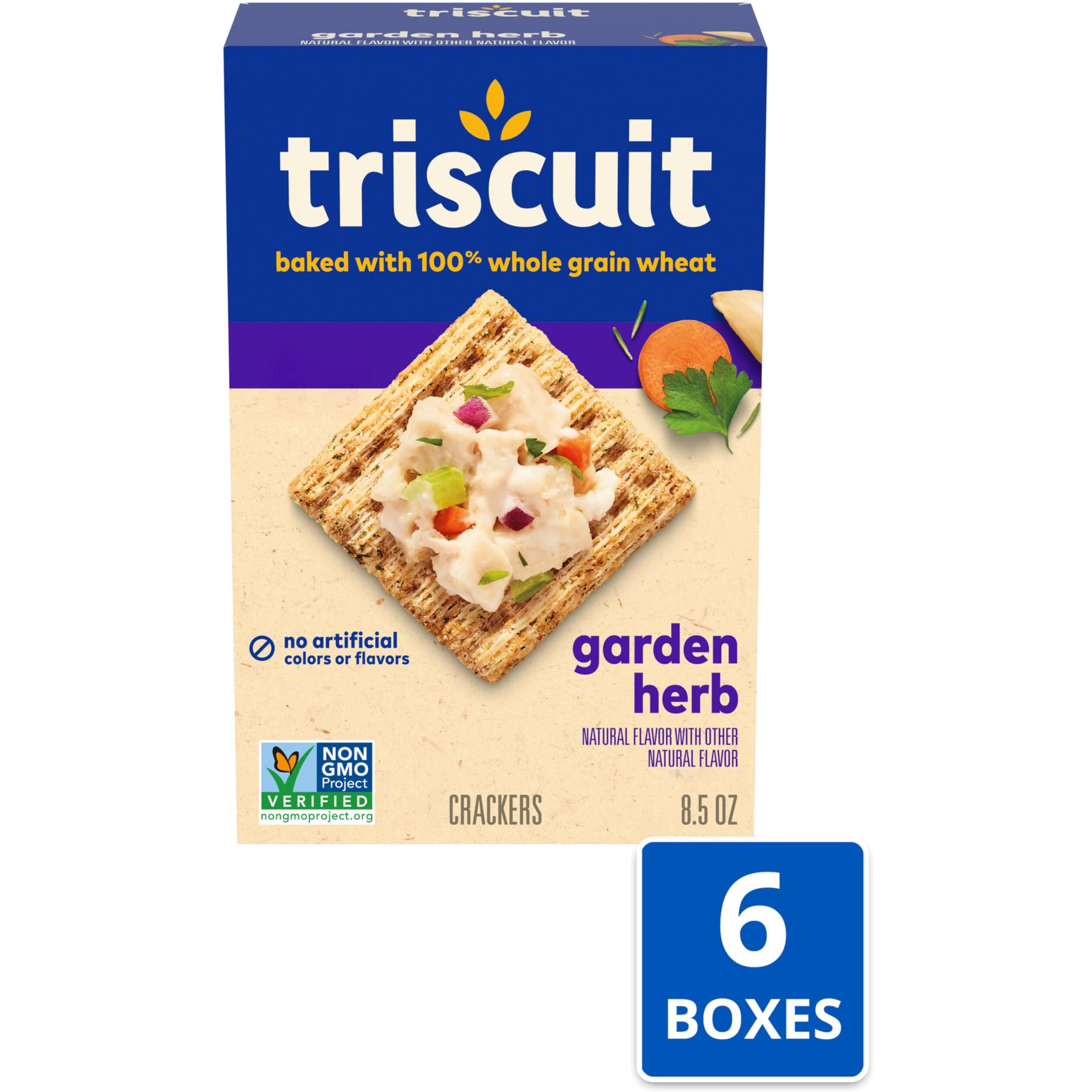 Triscuit Garden Herb Whole Grain Wheat Crackers, 6 - 8.5 Oz Boxes