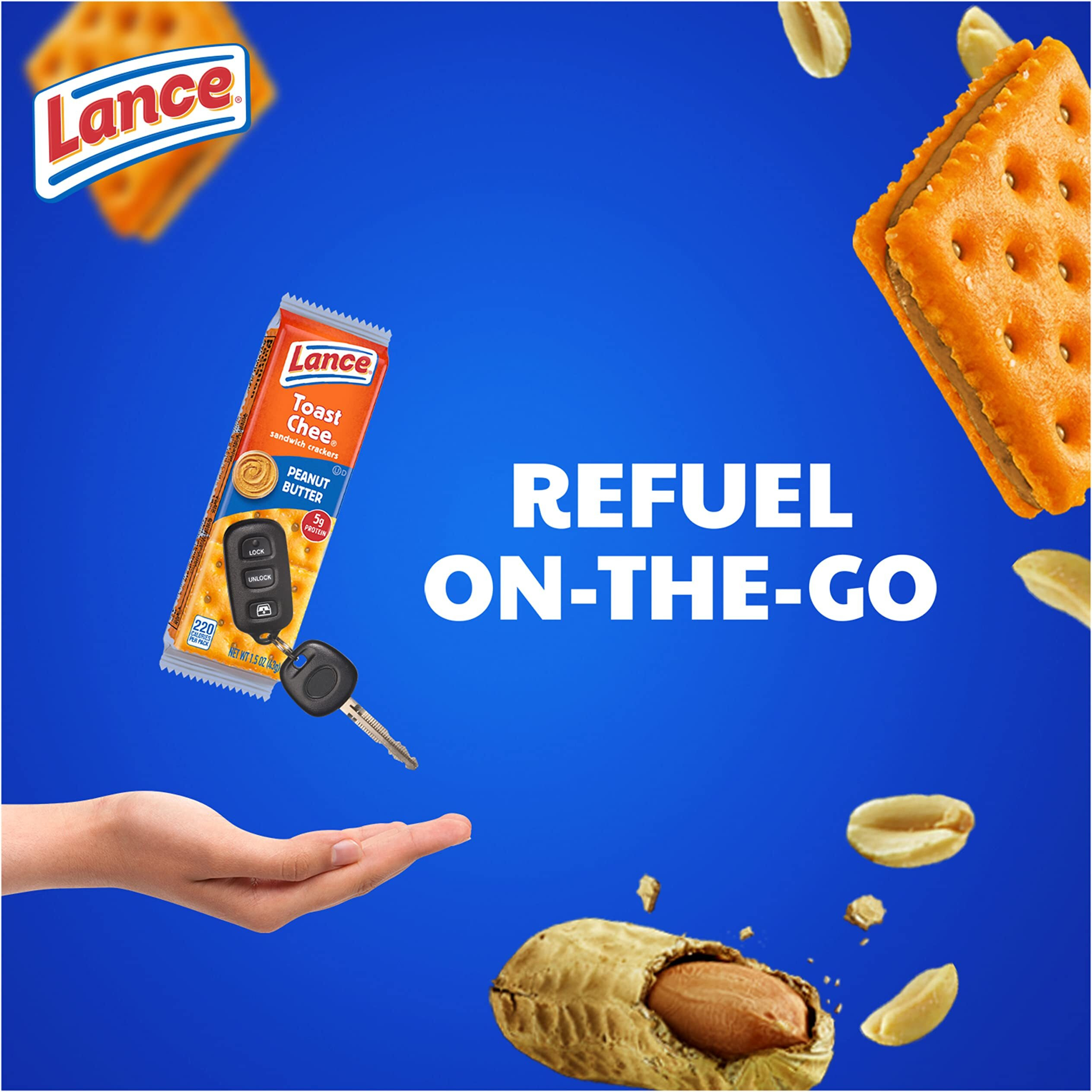 Lance Sandwich Crackers, Toastchee Peanut Butter, 20 Individually Wrapped Packs, 6 Sandwiches Each (Pack Of 6)