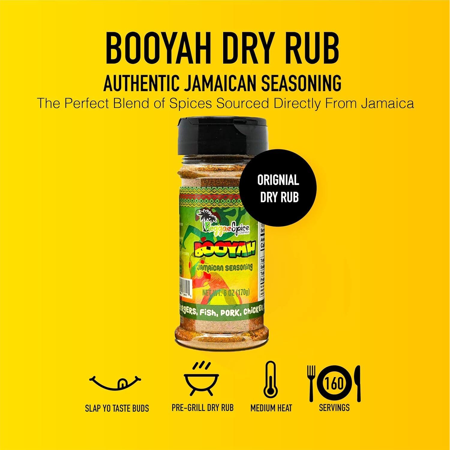 Reggae Spice Booyah Jamaican Jerk Seasoning | Authentic Caribbean Dry Rub Powder Mix For Cooking Meats, Chicken, Beef, Pork, Seafood, Vegetables, And More | Gluten Free, Vegan, And Keto Friendly