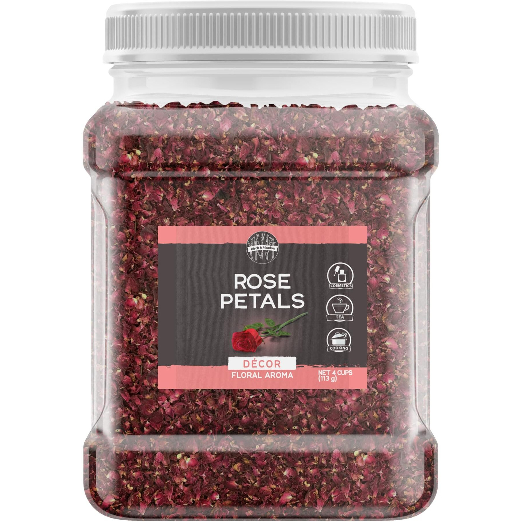 Birch & Meadow 4 Cups Of Rose Petals, Edible, Teas, Soaps
