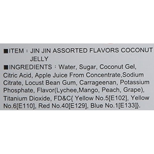 Jin Jin Assorted Fruit Coconut Candy Lychee Mango Peach And Grape Jelly Cups 52.9 Ounce Container