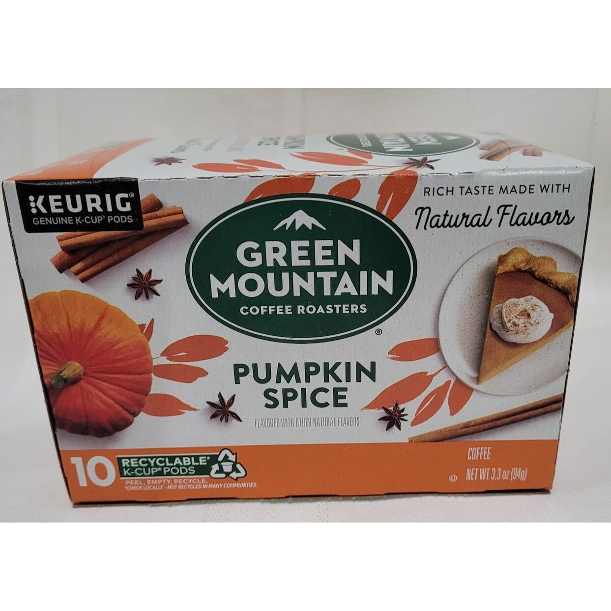 Green Mountain Coffee Roasters Pumpkin Spice, Single-Serve Keurig K-Cup Pods, Flavored Light Roast Coffee, 10 Count