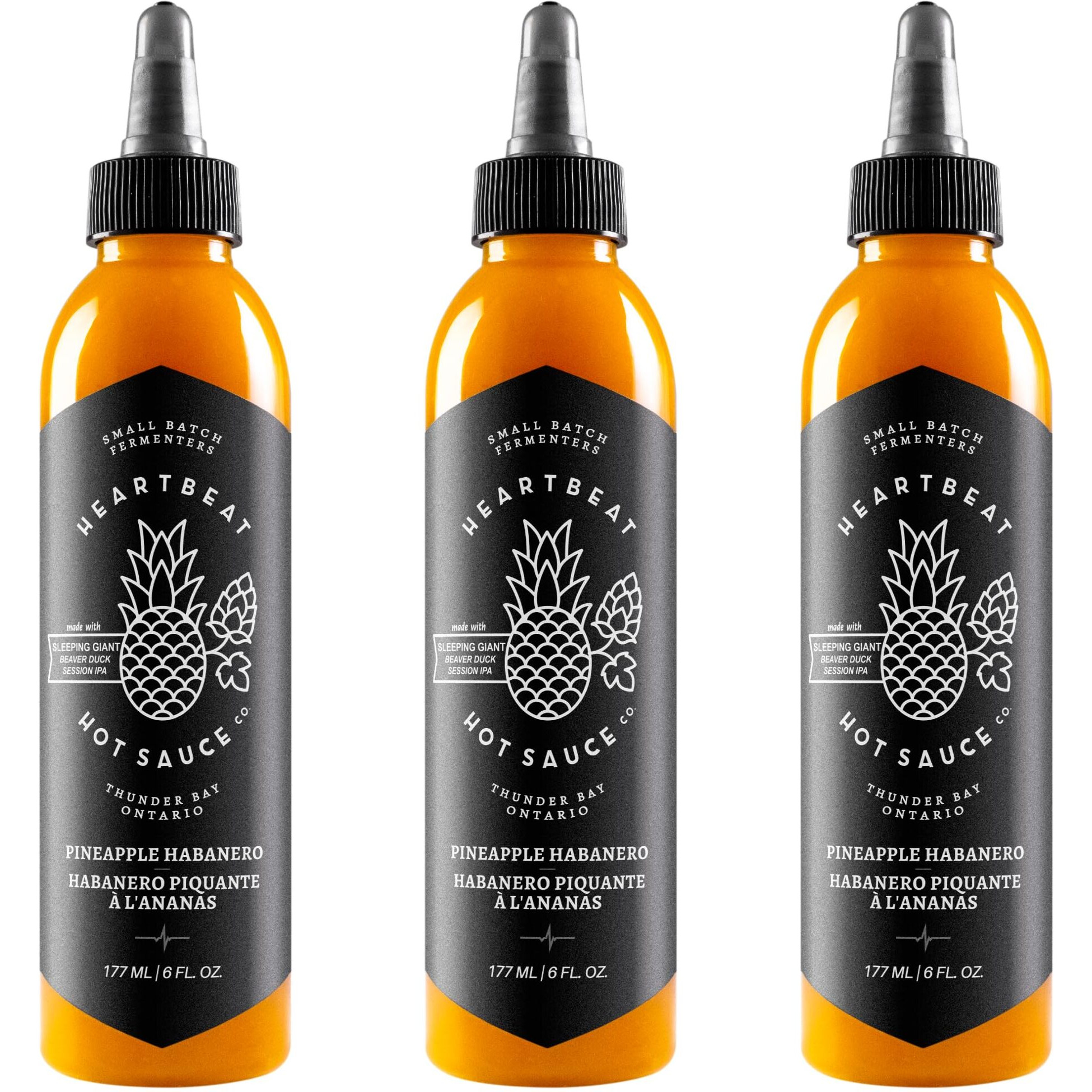 Heartbeat Hot Sauce Co. - Pineapple Habanero, 6 Oz- Small Batch & Handmade, Vegan, Preservative Free, Featured On Hot Ones, 3 Pack