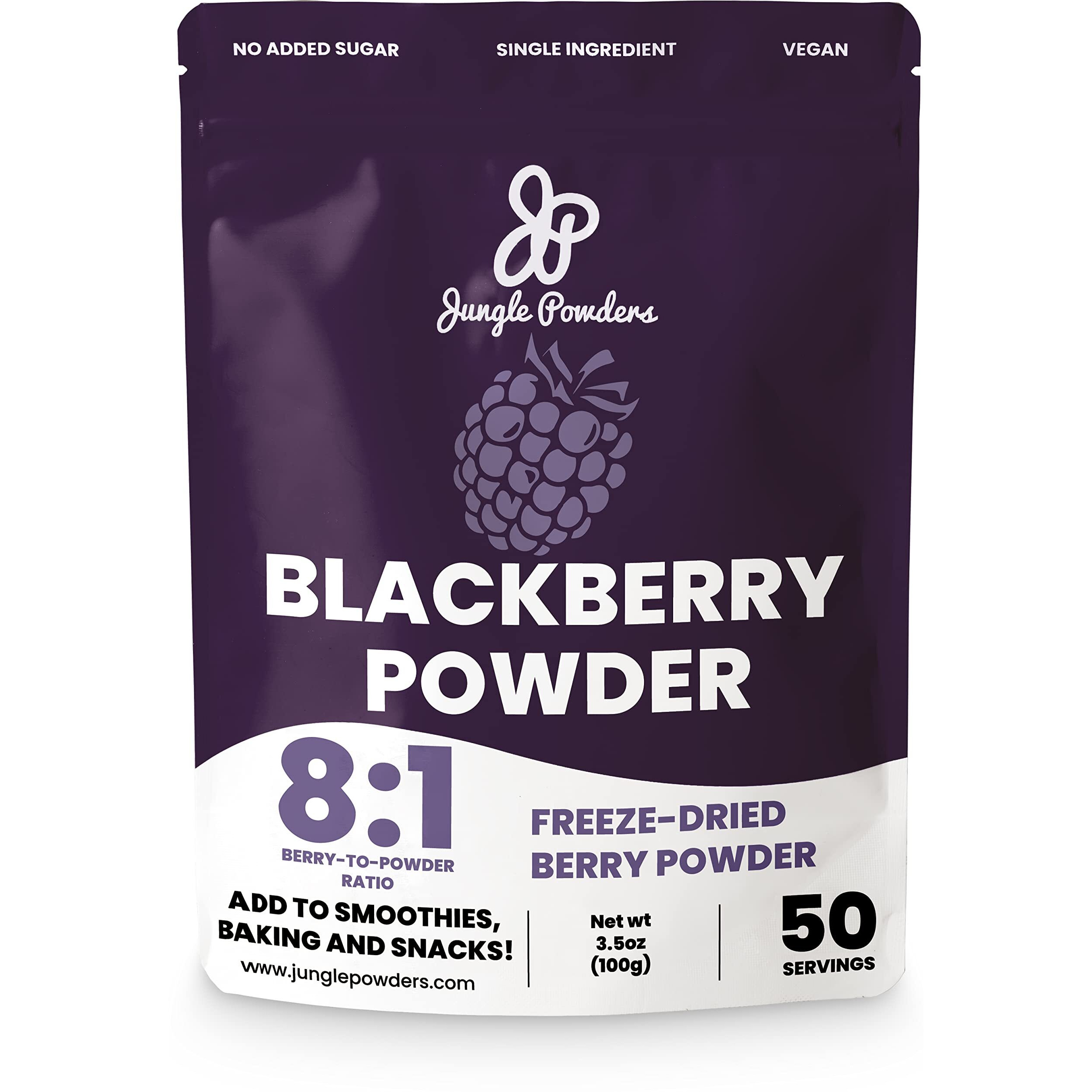 Jungle Powders Blackberry Powder For Smoothie 7 Ounce Bag, Powdered Freeze Dried Blackberries, Purple Superfood Flavoring Extract For Baking Flavoring