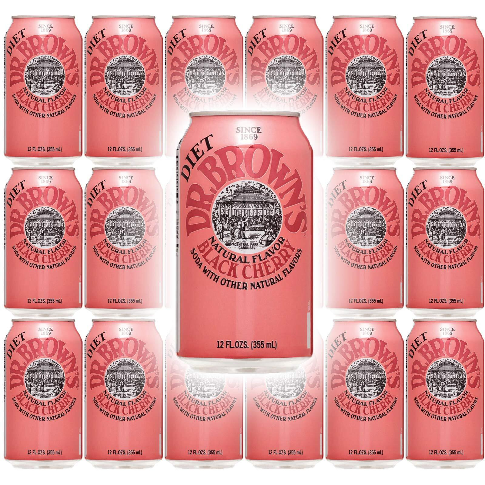 Dr. Browns Soda, Diet Black Cherry, 12 Oz Can (Pack Of 18, Total 216 Oz)