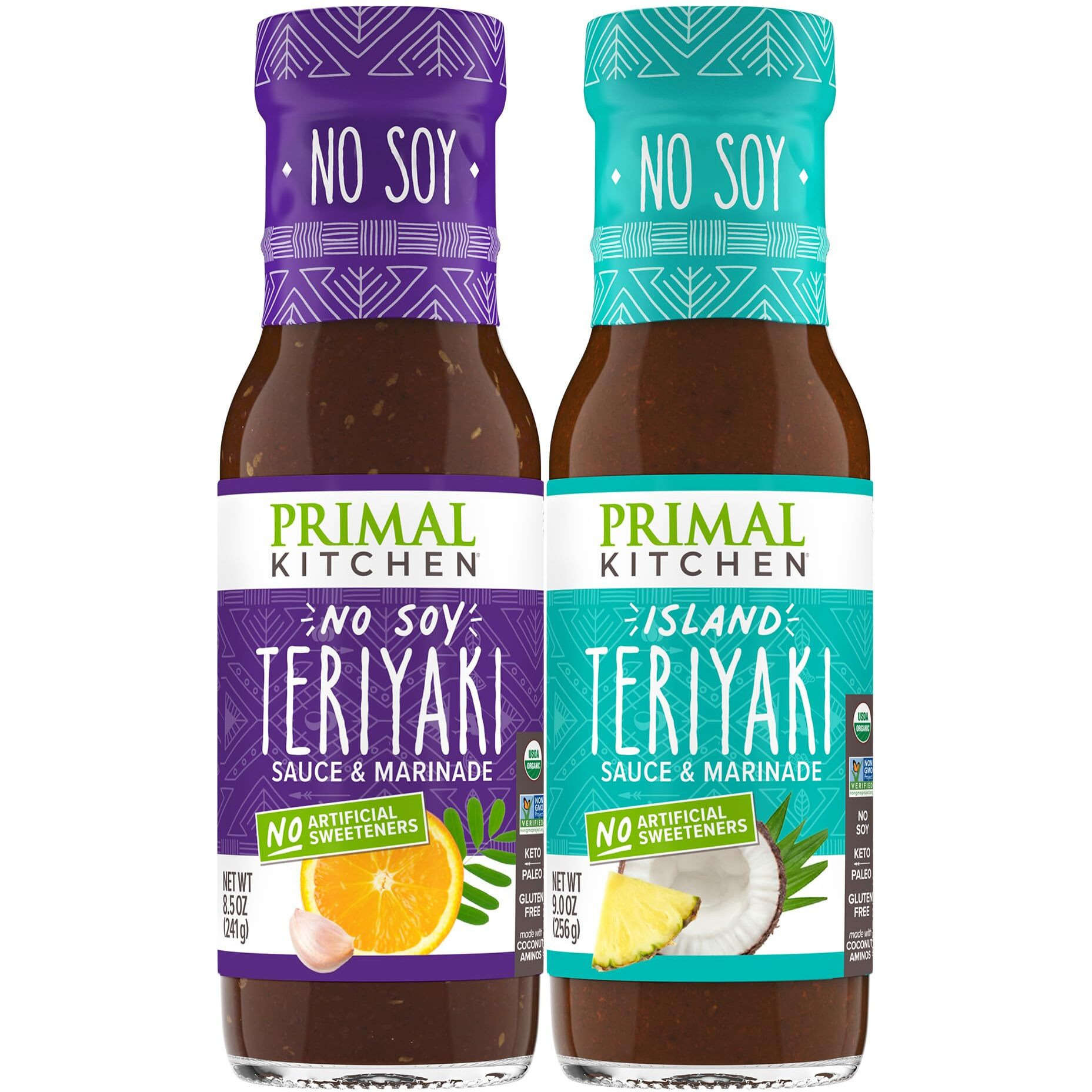 Primal Kitchen No Soy Teriyaki Sauce Variety 2-Pack, Made With Real Ingredients, Includes 1 Island Teriyaki & 1 Original Teriyaki