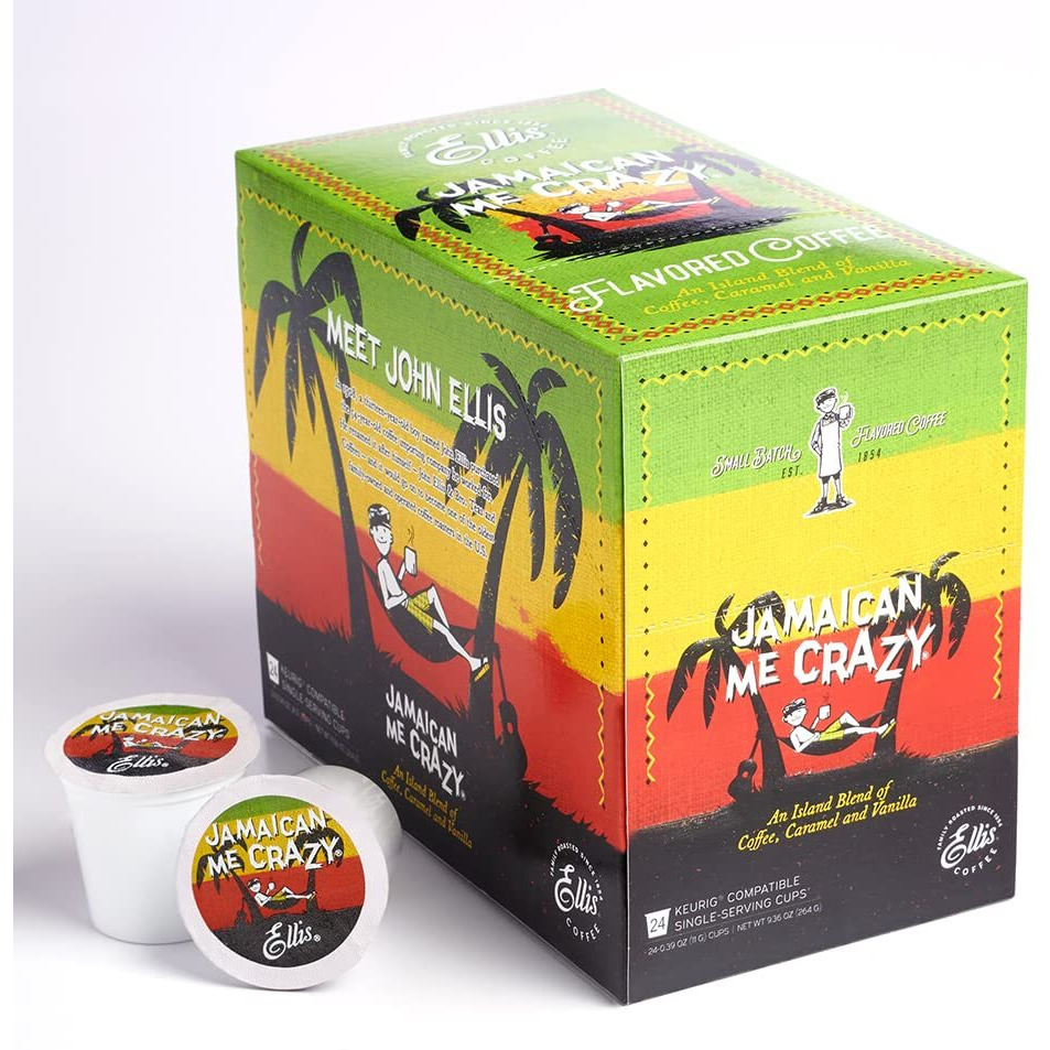 Ellis Coffee - Jamaican Me Crazy - Flavored Coffee - Single Serve Coffee Pods - For Use In Most K-Cups And Keurig 2.0 Brewers - 24 Coffee Pods