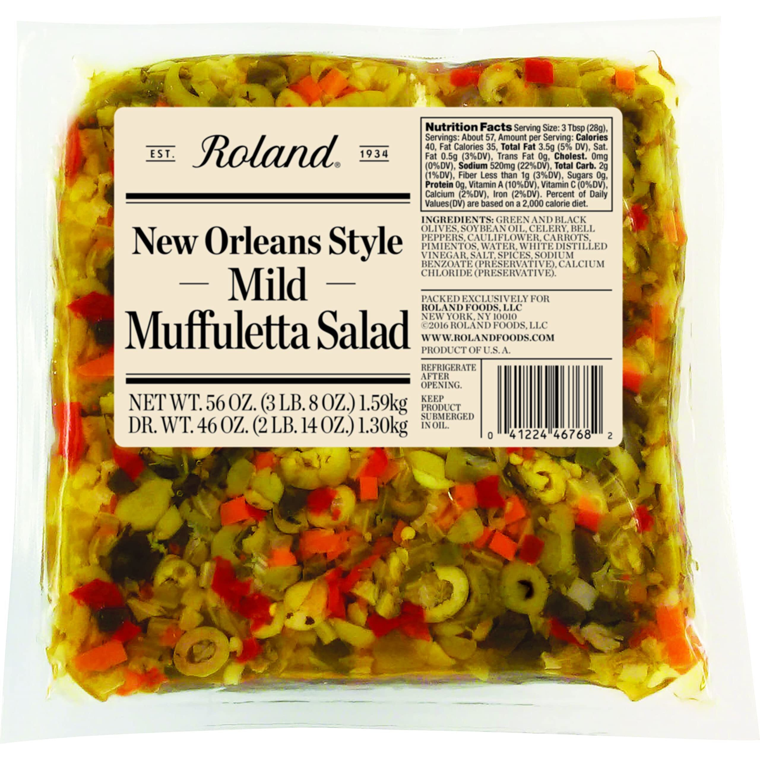 Roland Foods New Orleans Style Mild Muffuletta Salad, Sourced In The Usa, 56-Ounce Pouch