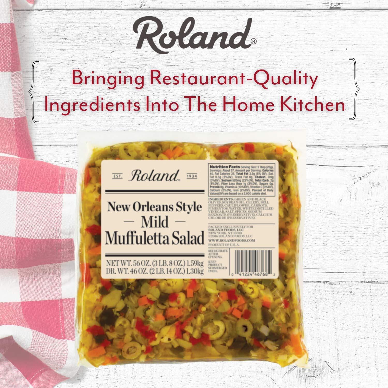 Roland Foods New Orleans Style Mild Muffuletta Salad, Sourced In The Usa, 56-Ounce Pouch