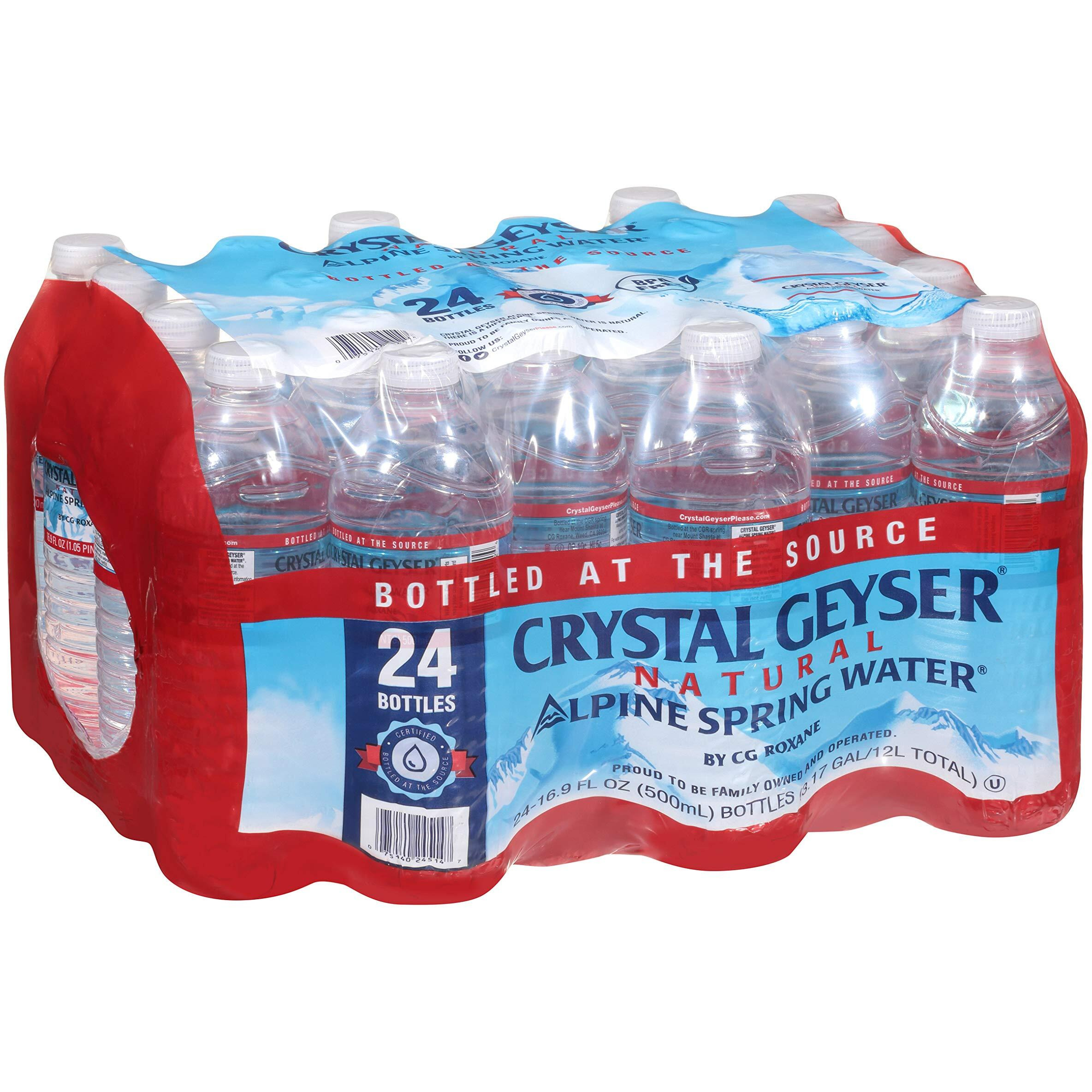 Crystal Geyser Natural Alpine Spring Water, Drinking Water Bottled At The Source, 16.9Oz Bottles, 24-Pack